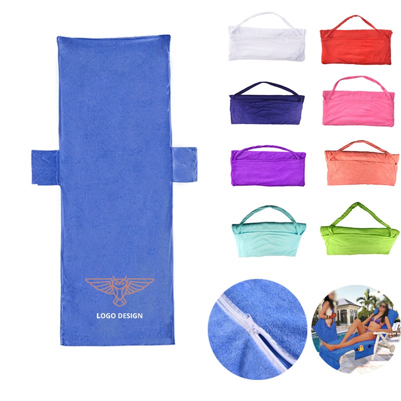 Beach Lounge Chair Cover Towel with Pockets 3
