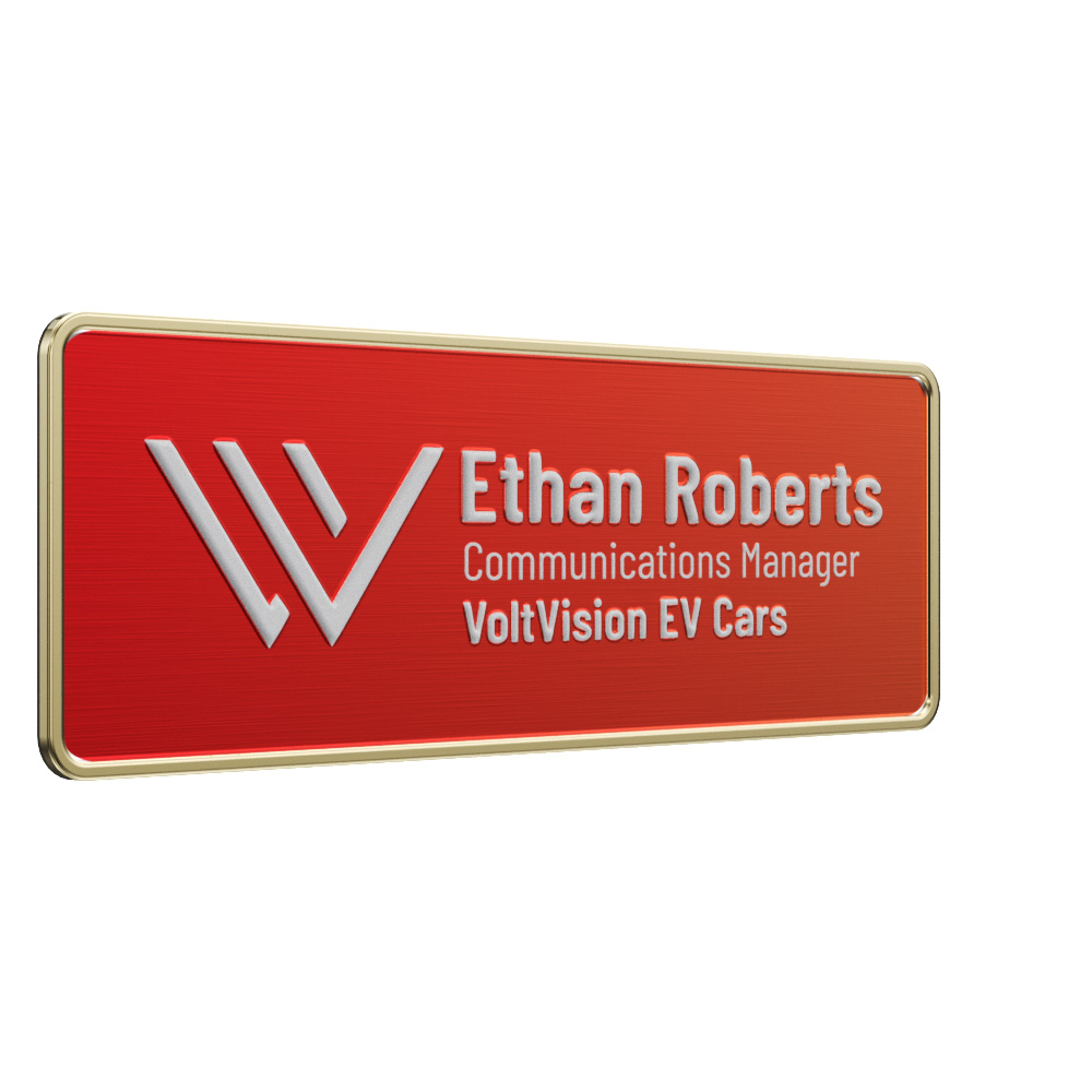 Texture Tone® Rectangle Metal Name Badge (3" x 1") 1
