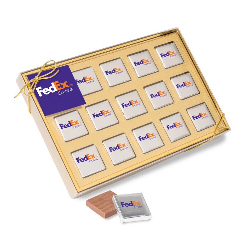 Fifteen Piece Chocolate Foiled Square Box-Full Color 2