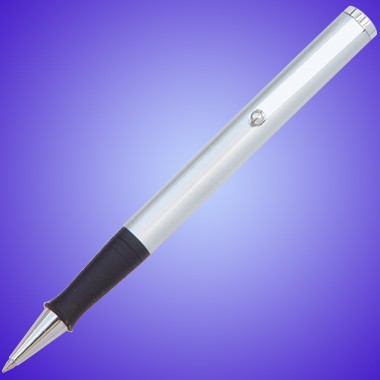 SATIN NICKEL FINISH BALL PEN W/ BLACK RUBBER GRIP 2