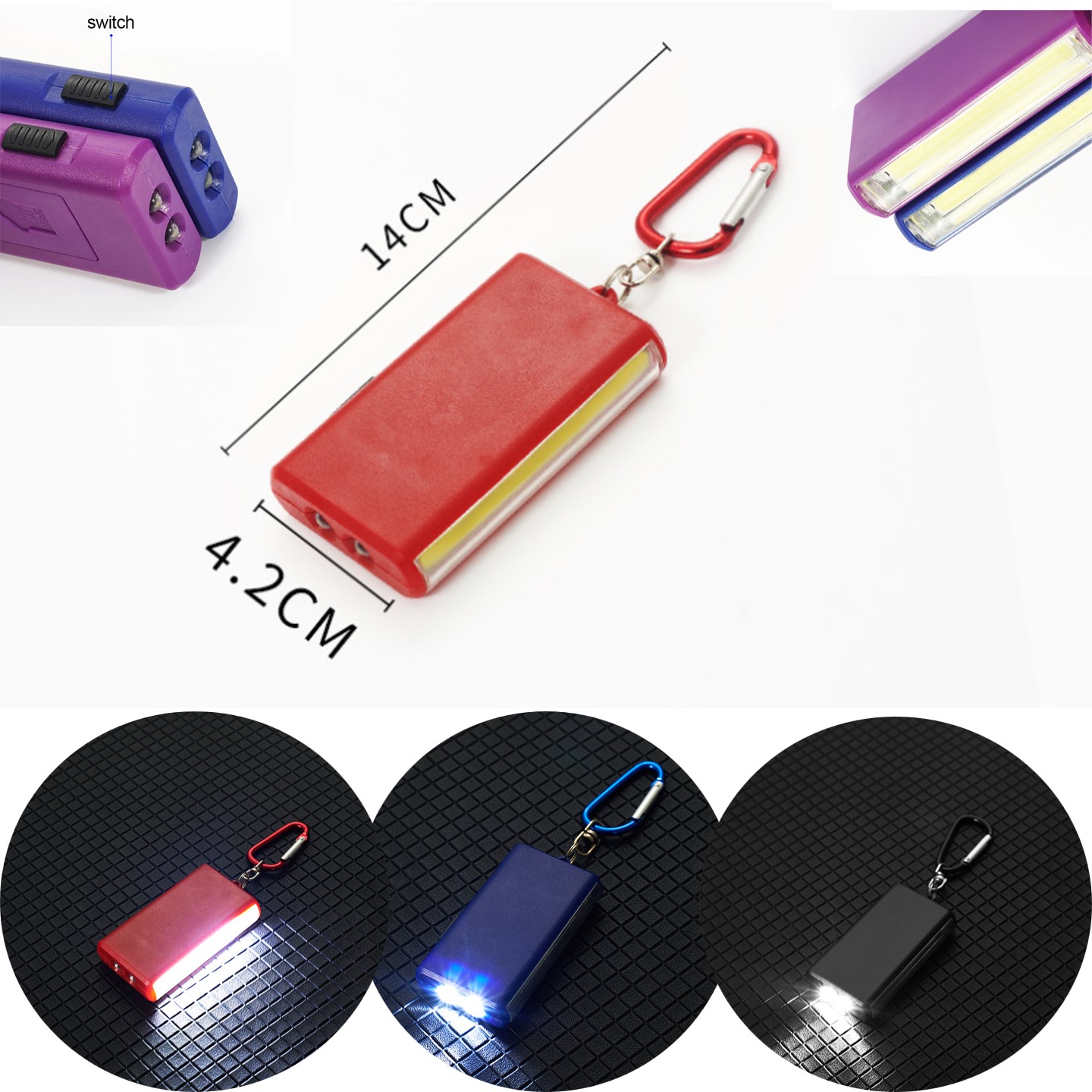 Multifunctional portable carabiners LED & COB keychain flashlight 2