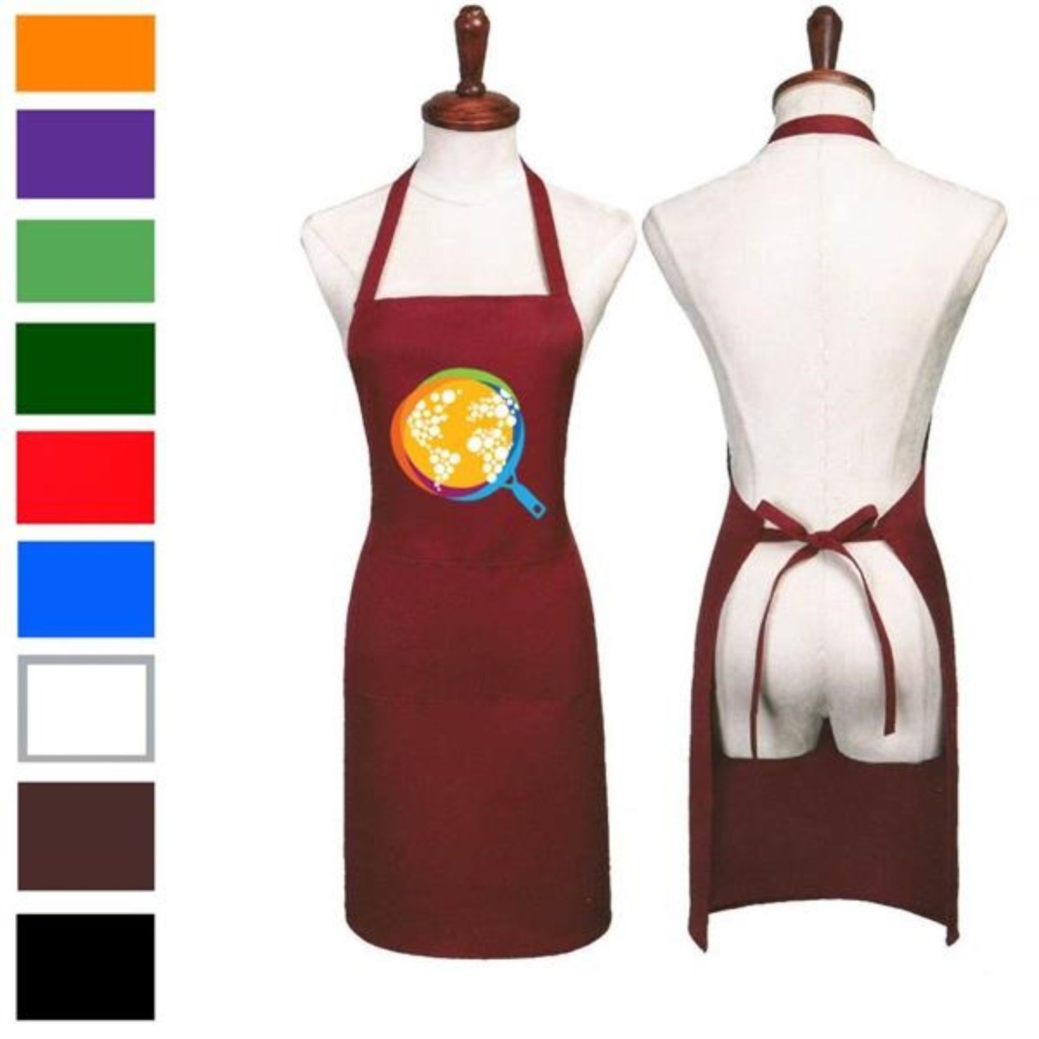 8 oz. Uniform fabric hang neck Kitchen aprons w/ 2 pockets 5