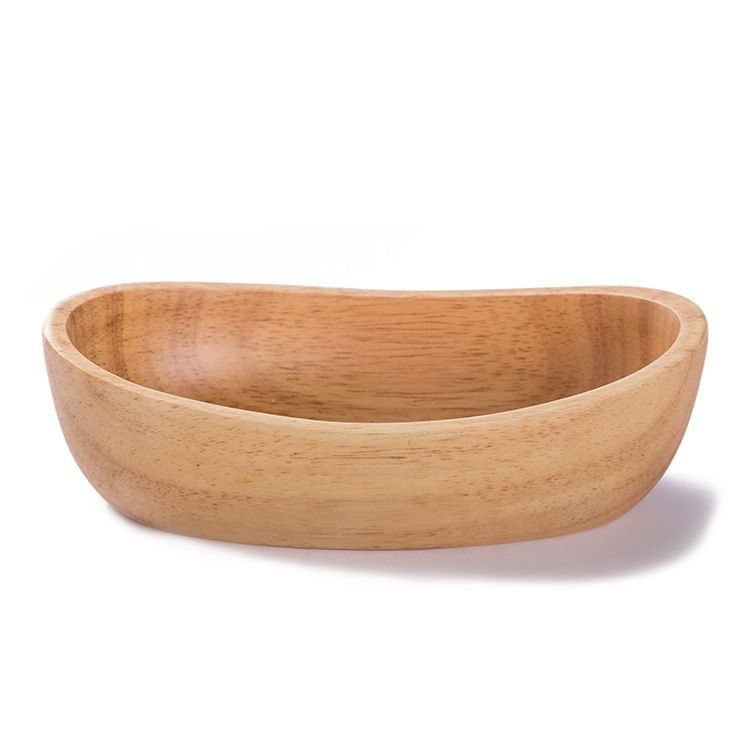 8-Inch Rubberwood Boat-Shape Serving Bowl for Fruit & Snacks 5