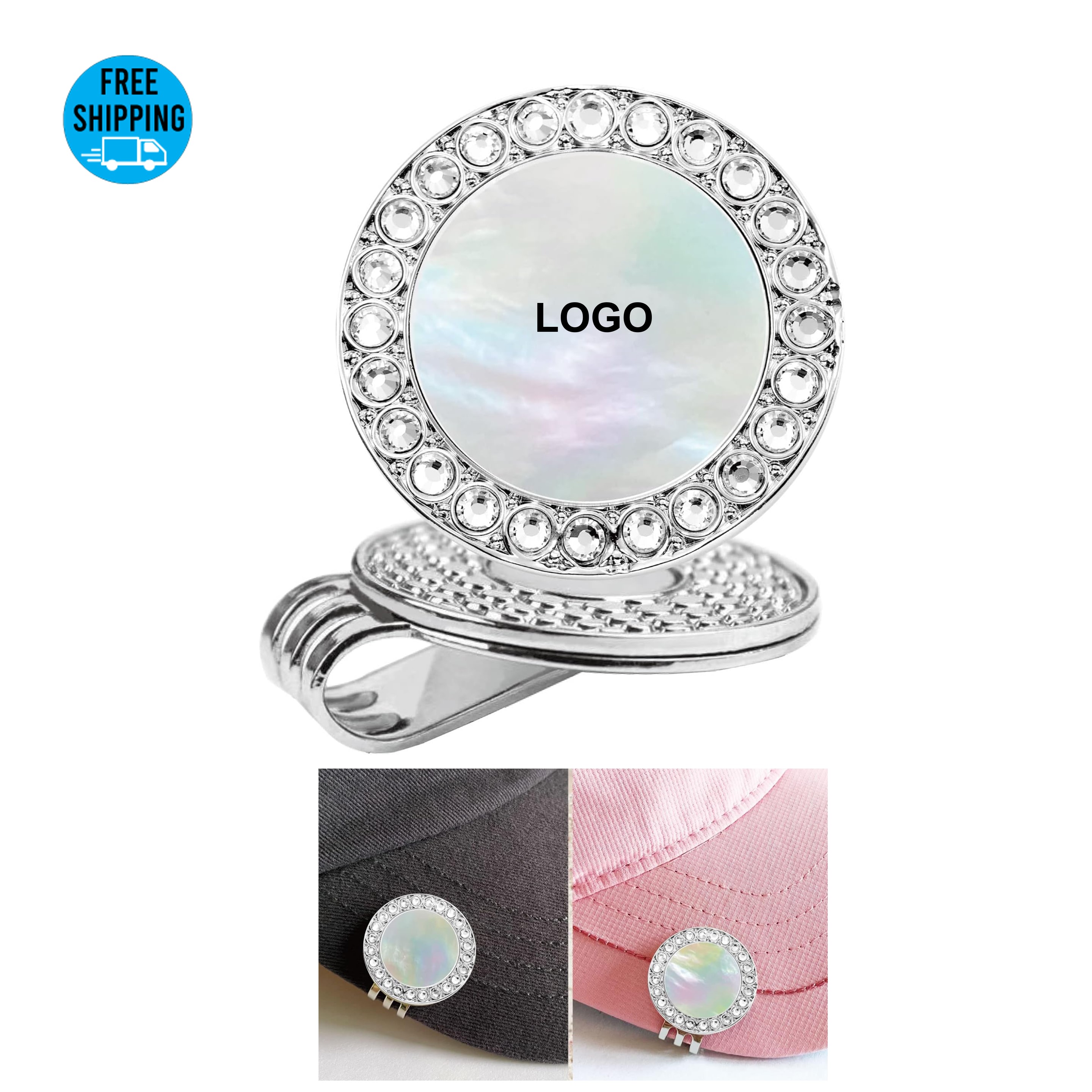 Bling Golf Ball Marker Hat Clip 1