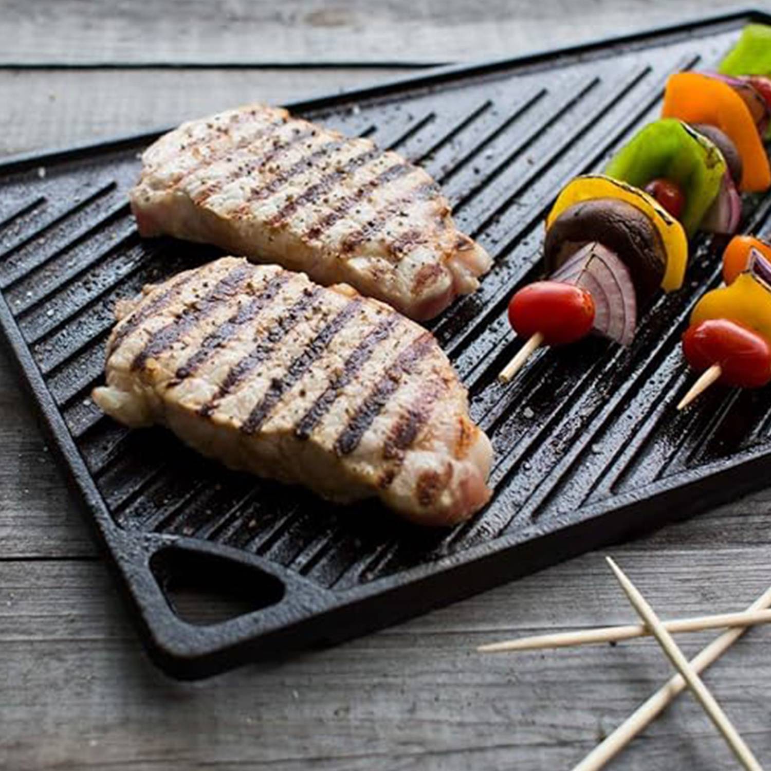 16.7x9.5 IN Cast Iron Rectangular Reversible Grill/Griddle 4