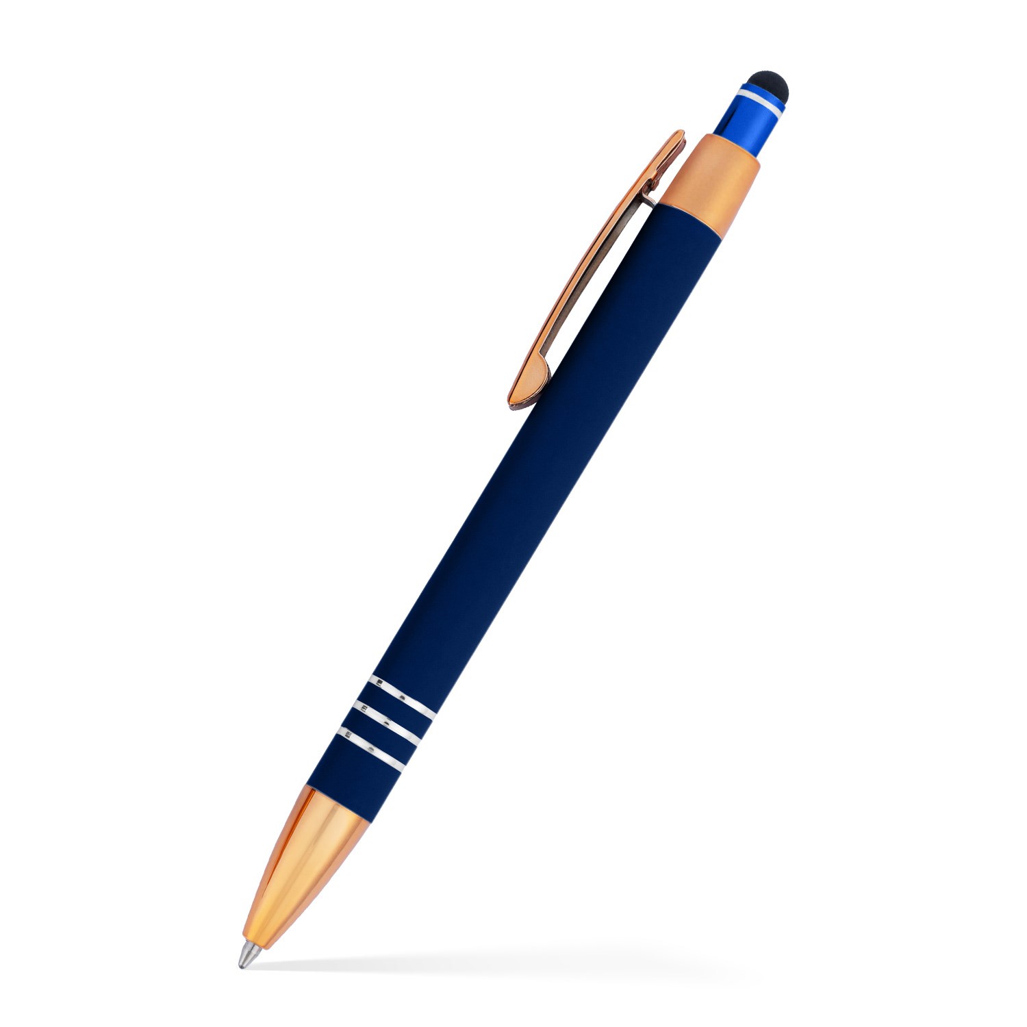 Penny Stylus Satin Soft Touch Click Metal Pen - Copper Accents (CLOSEOUT) 4