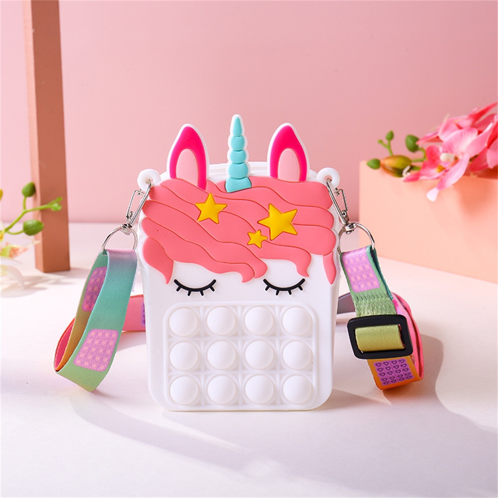 Kids Cartoon Soft Silicone Push Bubble Crossbody Purse 4