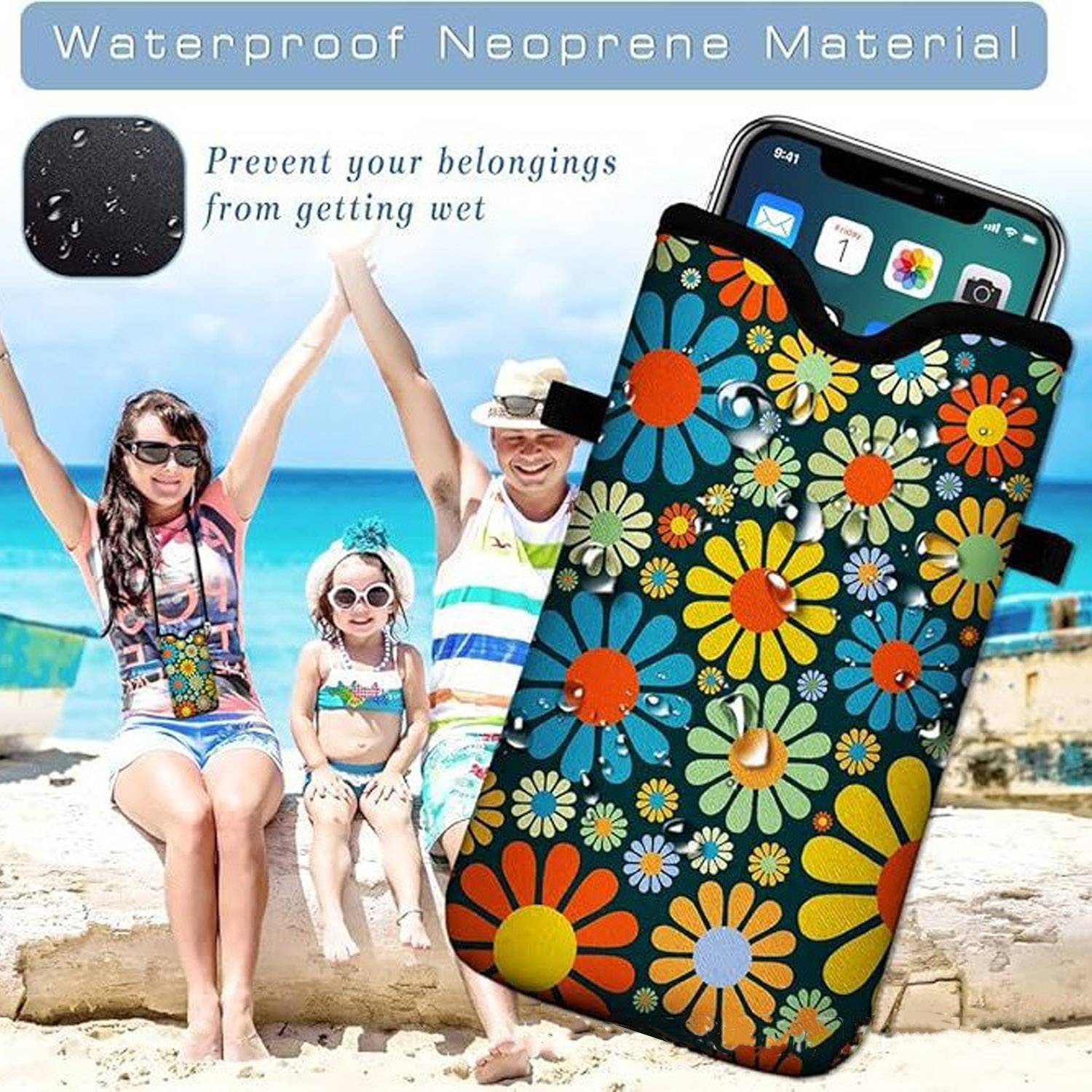 Waterproof Neoprene Phone Pouch w/ Crossbody Strap 5