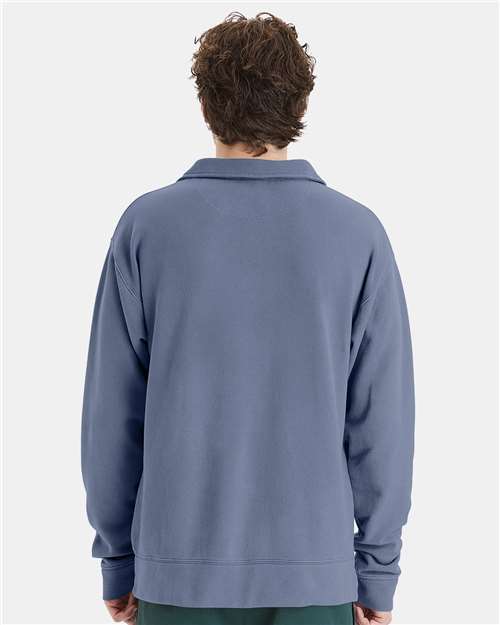 Unisex Garment-Dyed Polo Collar Sweatshirt - GDH490 45