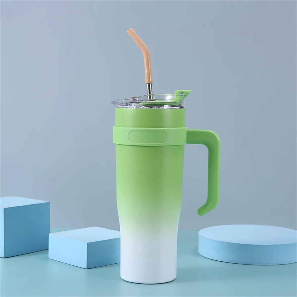 40 oz Insulated Tumbler Mug with Handle and Straw Lid 6