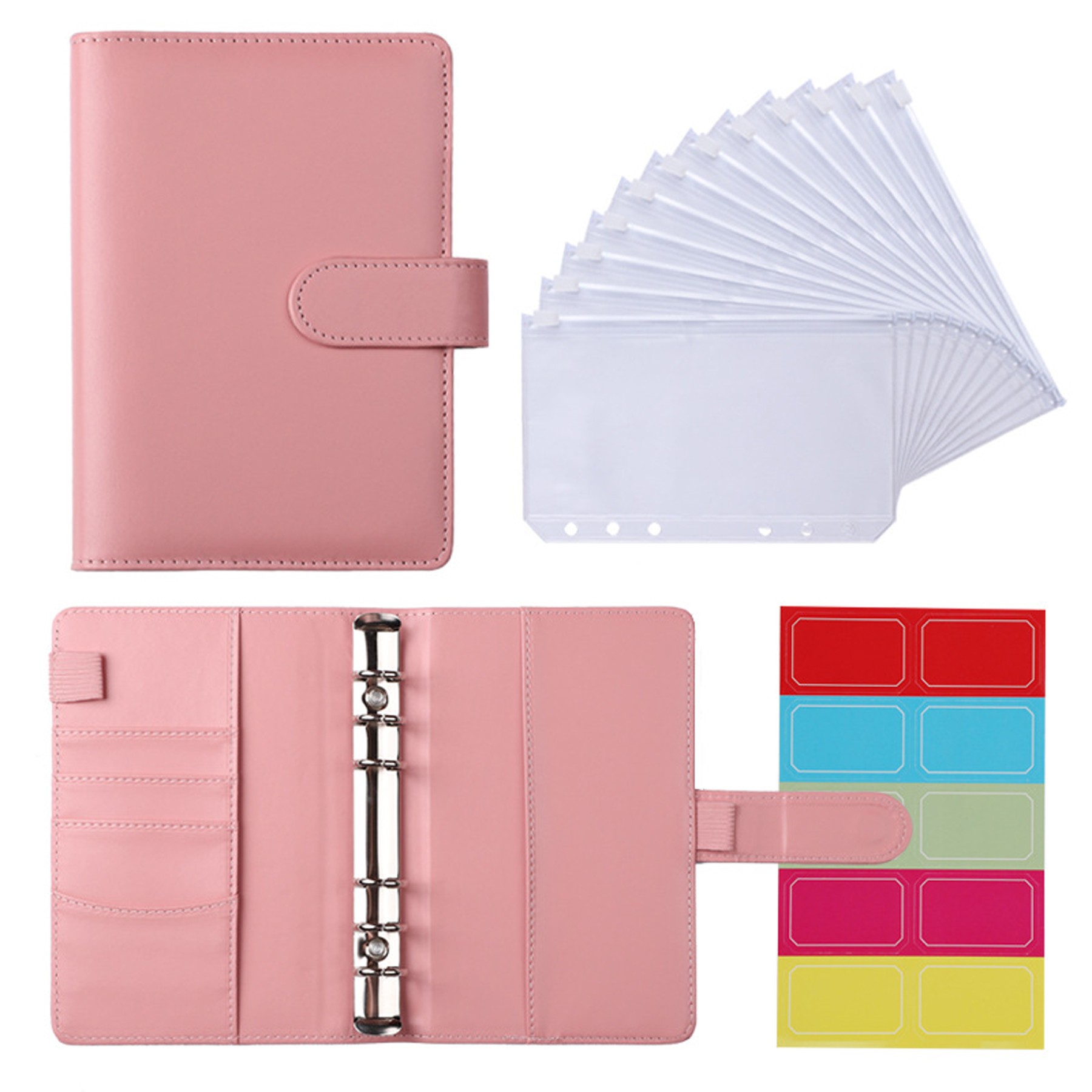 A6 PU Leather Binder Cover w/12 Piece A6 Binder Pockets 10