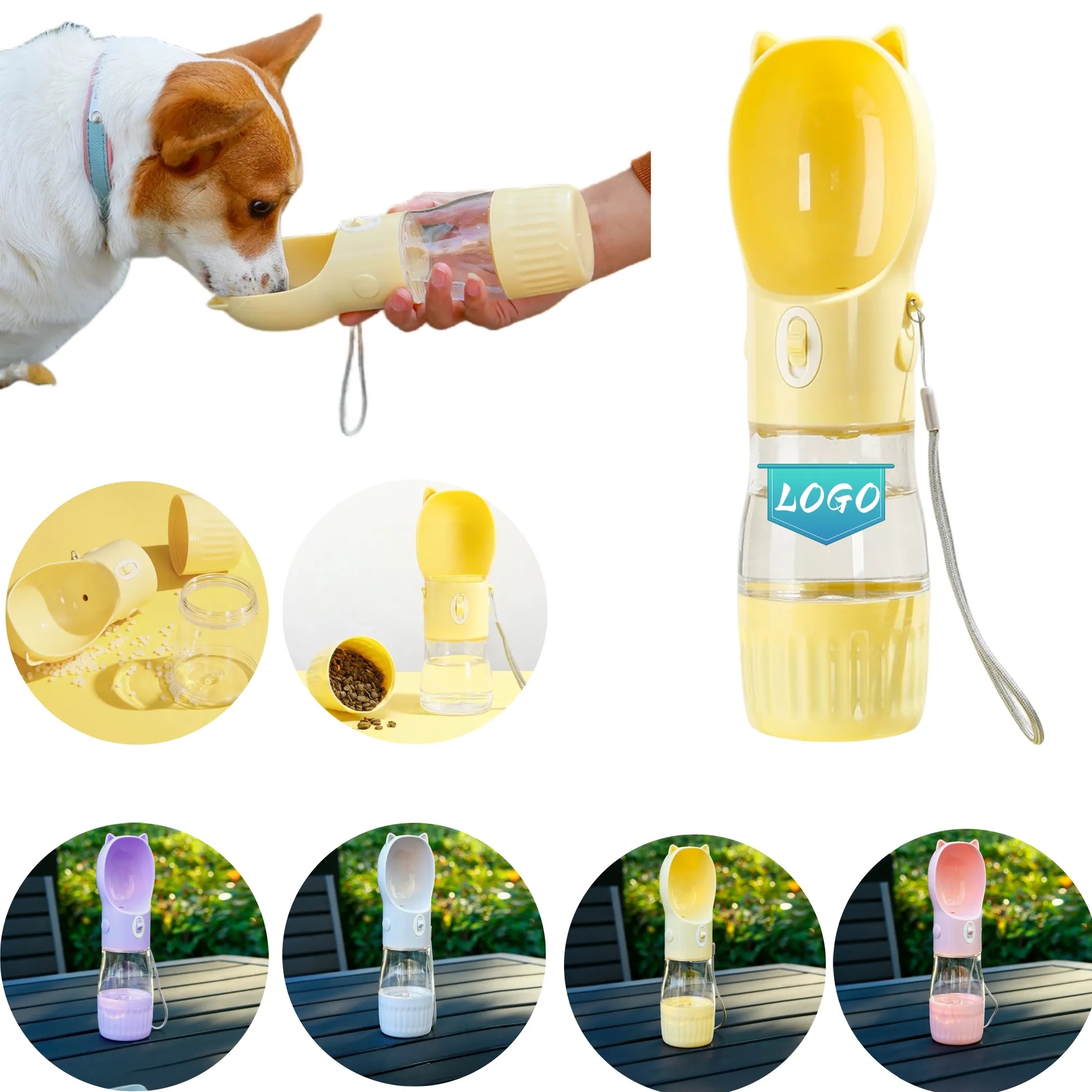 2 in 1 Pet Water And Food Bottle With Lanyard 2