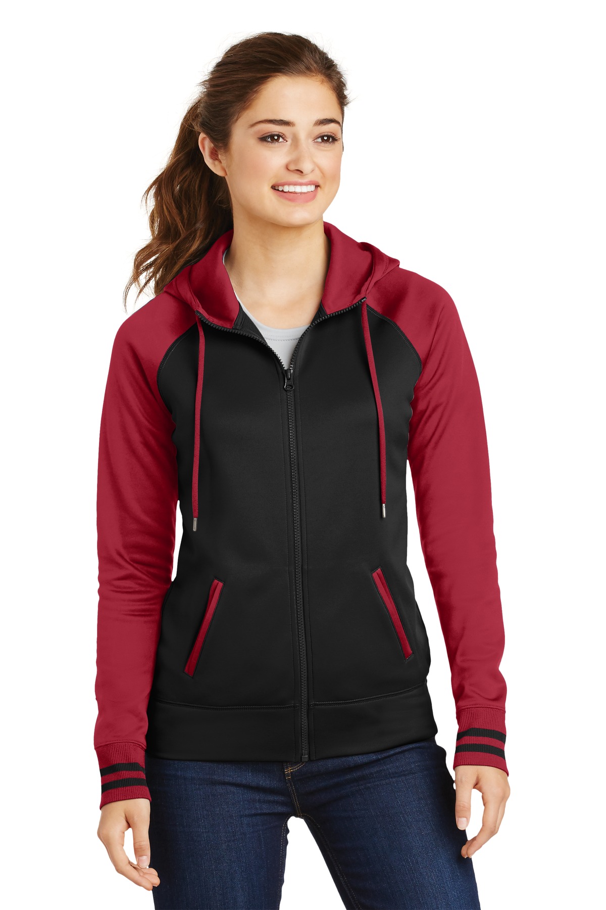 Sport-Tek Women's Sport-Wick Varsity Fleece Full-Zip Hooded Jacket. LST236 27
