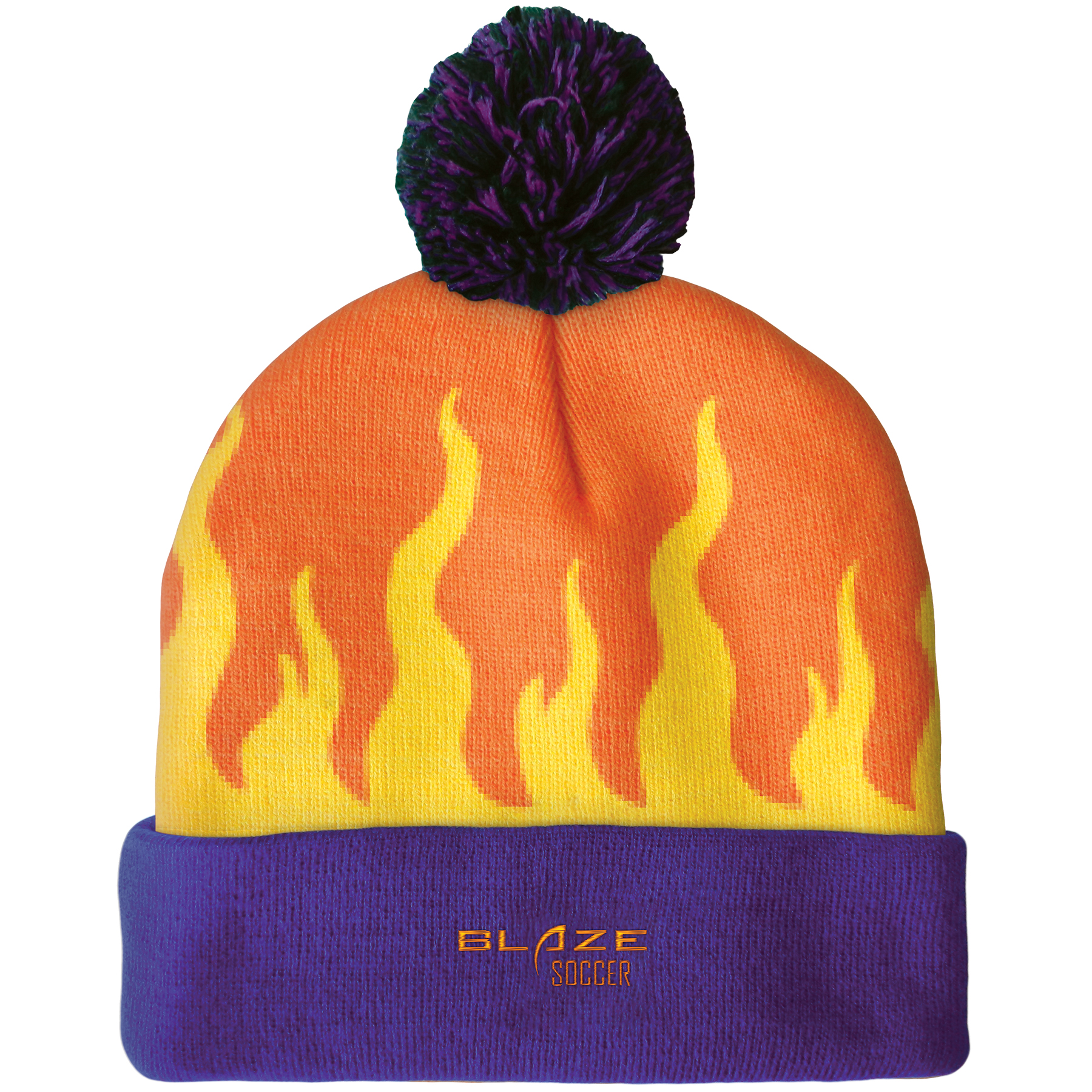 Knit Beanie with Pom and Cuff (Embroidery Logo) 2
