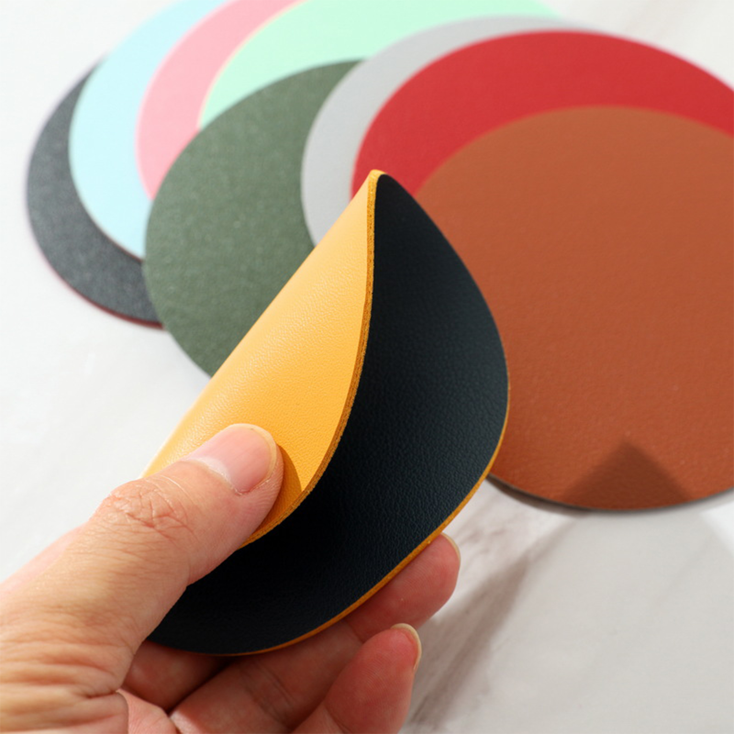 Pu Circular Double-Layer Waterproof Coaster 5