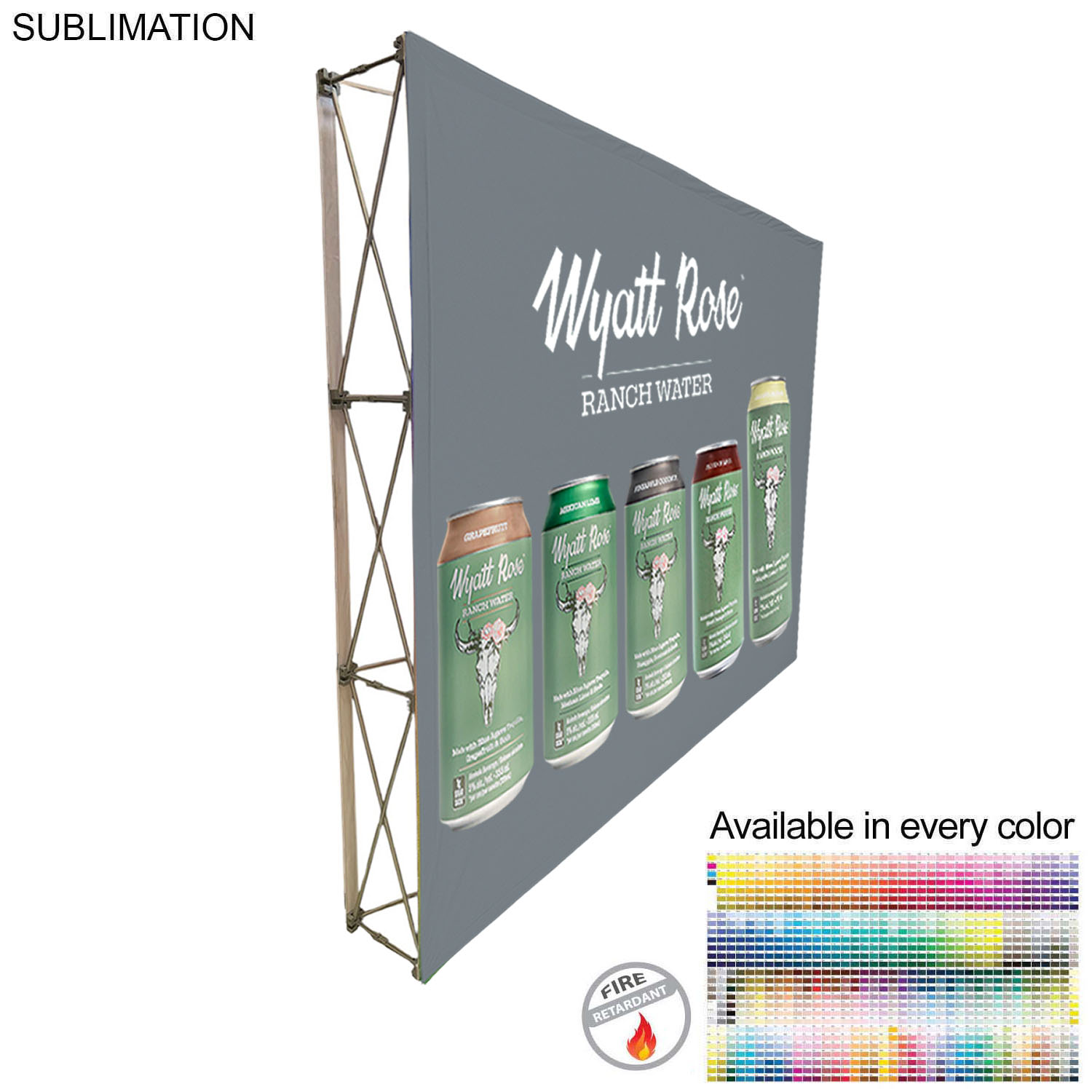 Tradeshow booth package Ultra, 10' Straight Fabric Wall Display and Premium 8' tablecloth open back 25