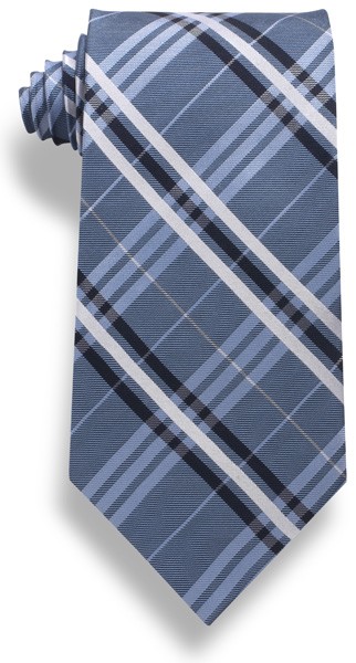 Closeout - Light Blue Plaid Silk Tie 1