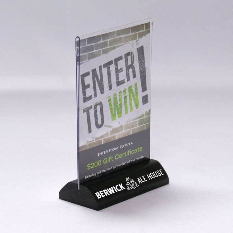 Acrylic Table Tent with Geometric Base 5w x 7h