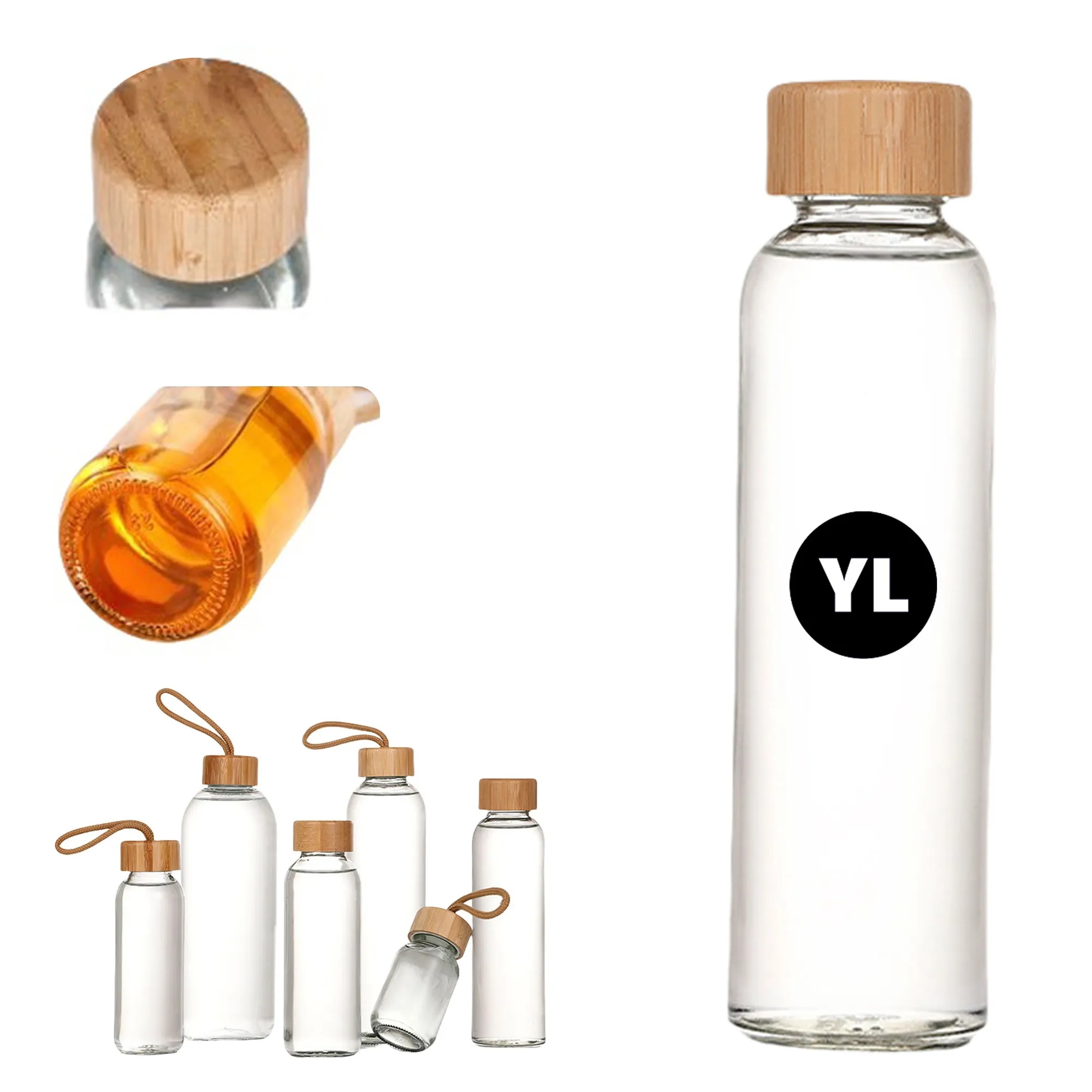 16 oz Glass Hydration Bottles with Eco-Friendly Bamboo Caps 2