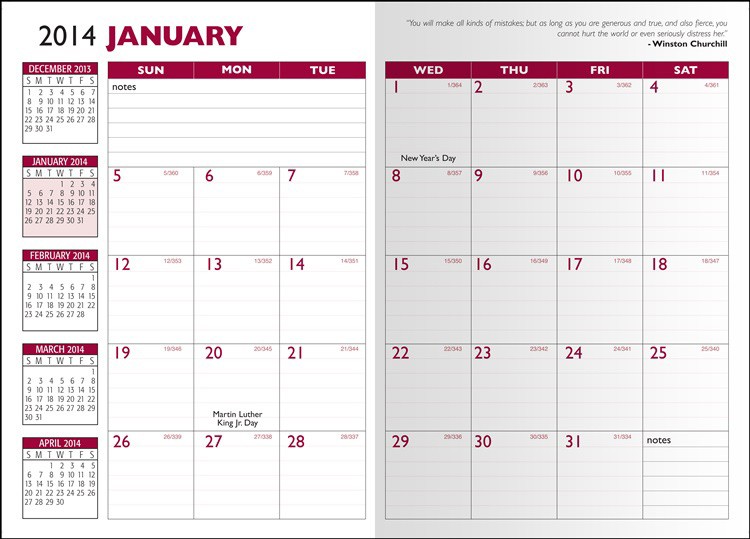 7 x 10 Standard Vinyl Cover Monthly Planner 4