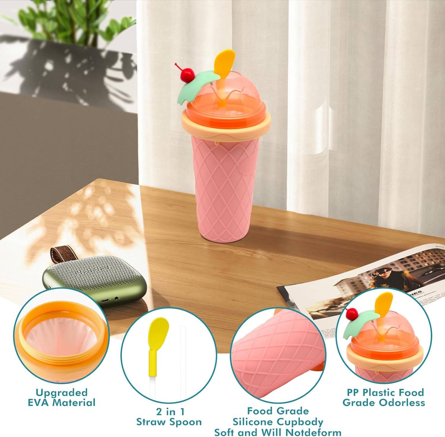 12.5Oz Smoothie Cups With Lids And Straws 5