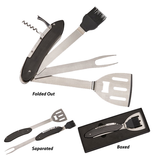 Folding BBQ Tools with Black Handle 2