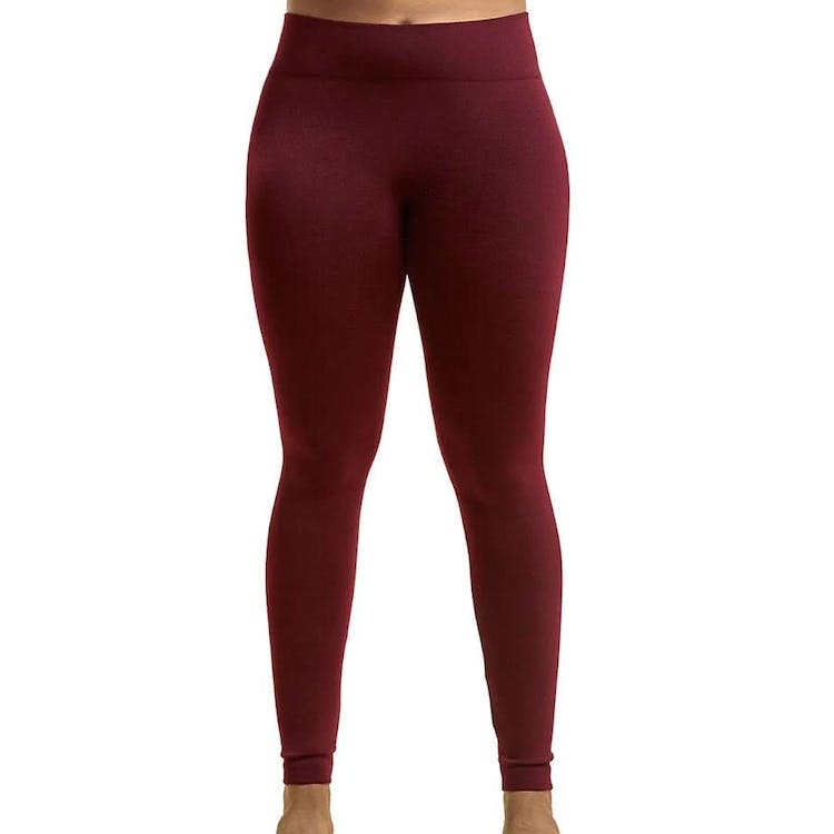 Women's Fleece Lined Leggings - Burgundy XL 2