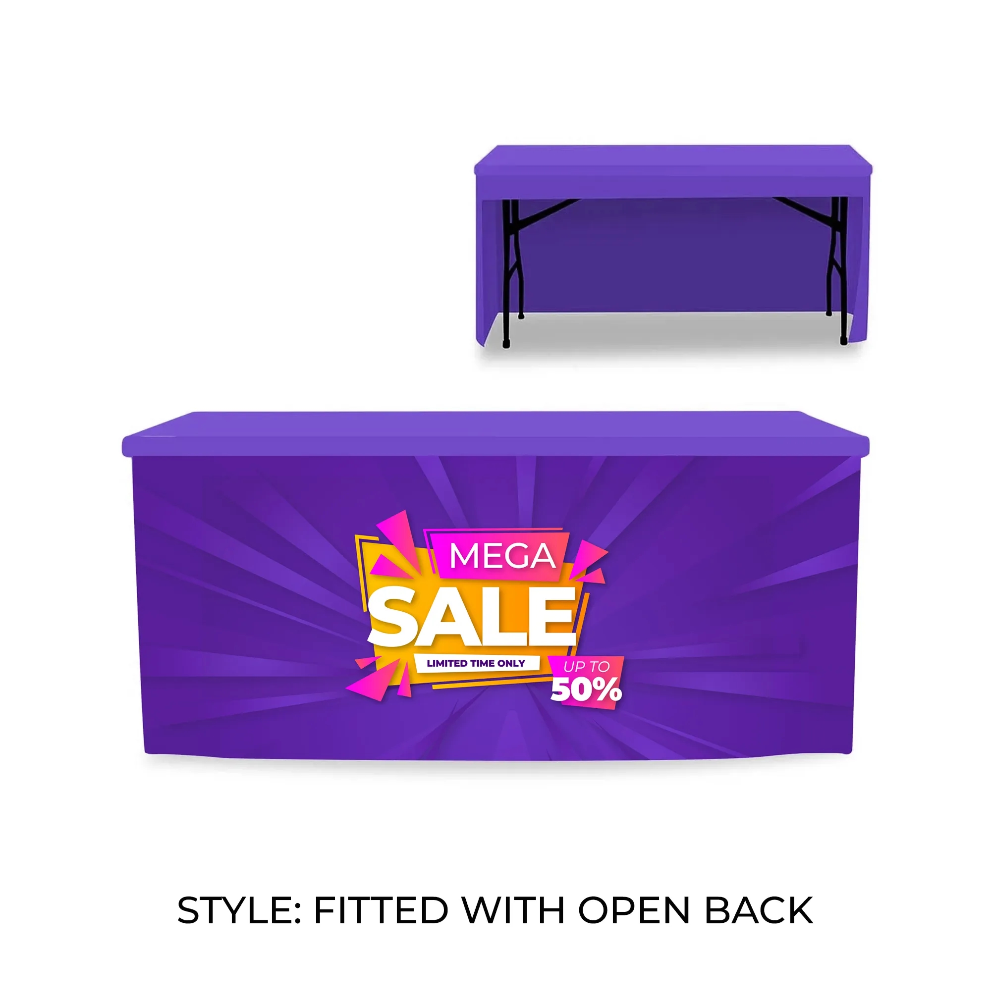 6' Table Cover Fitted Throw w/ Open Back 2