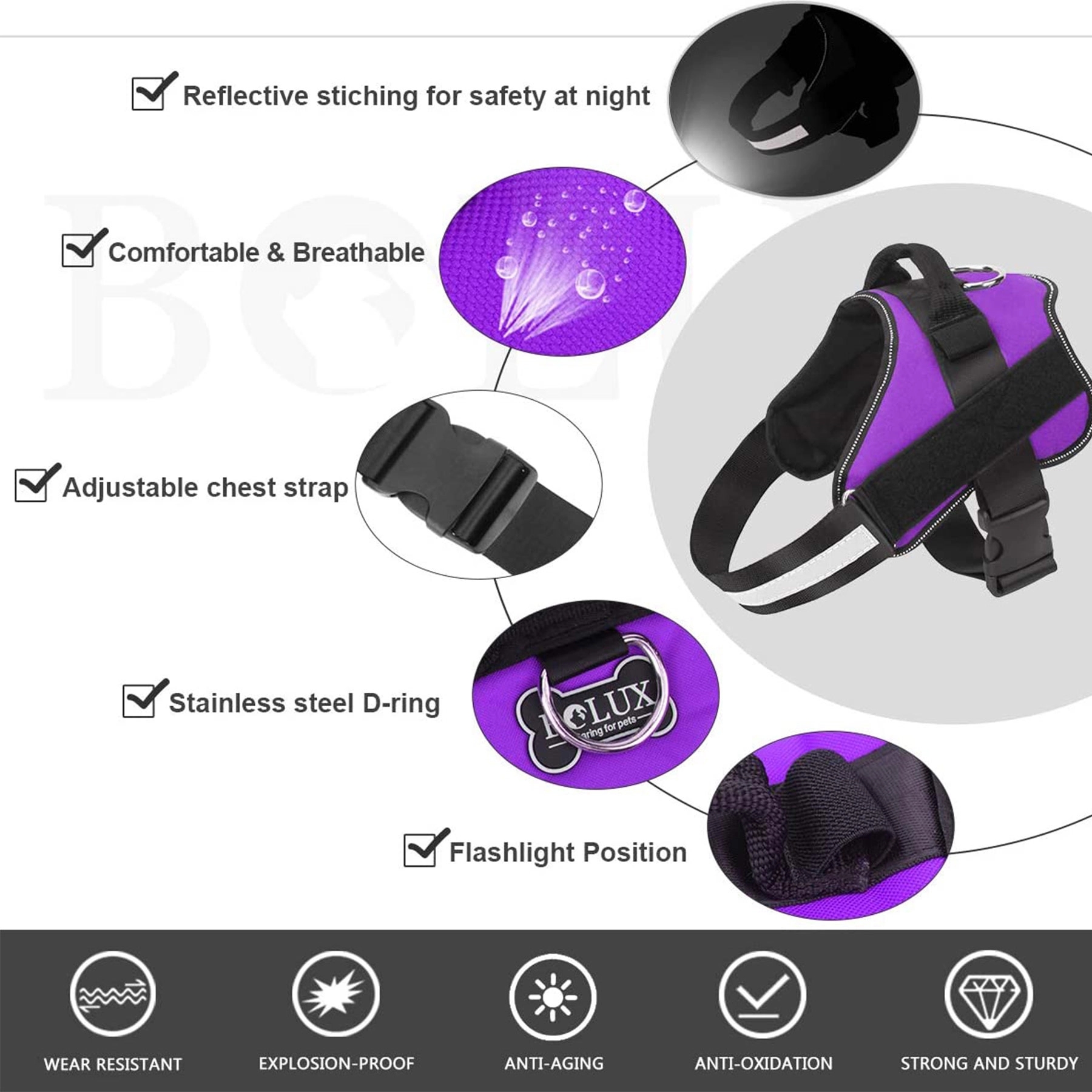 Dog Harness With Handle No-Pull Reflective Vest 3