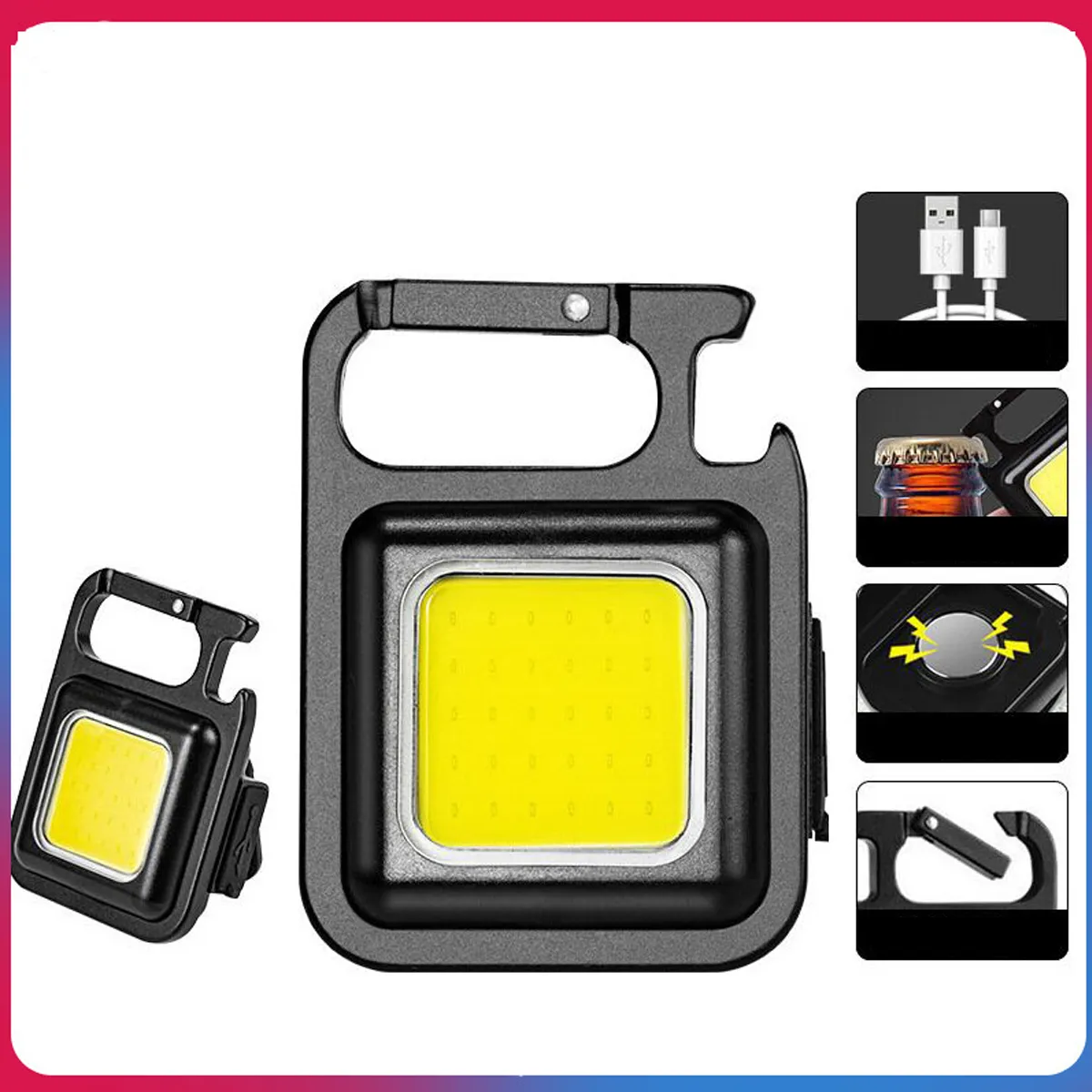 Camping Easter Emergency Rechargeable COB Keychain Light 5