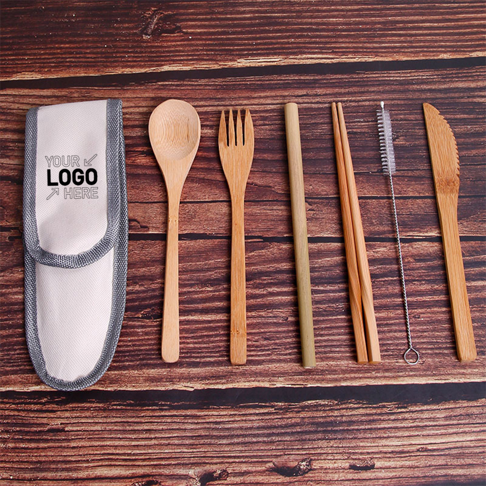 Bamboo Travel Tableware Set With Carrying Case 5