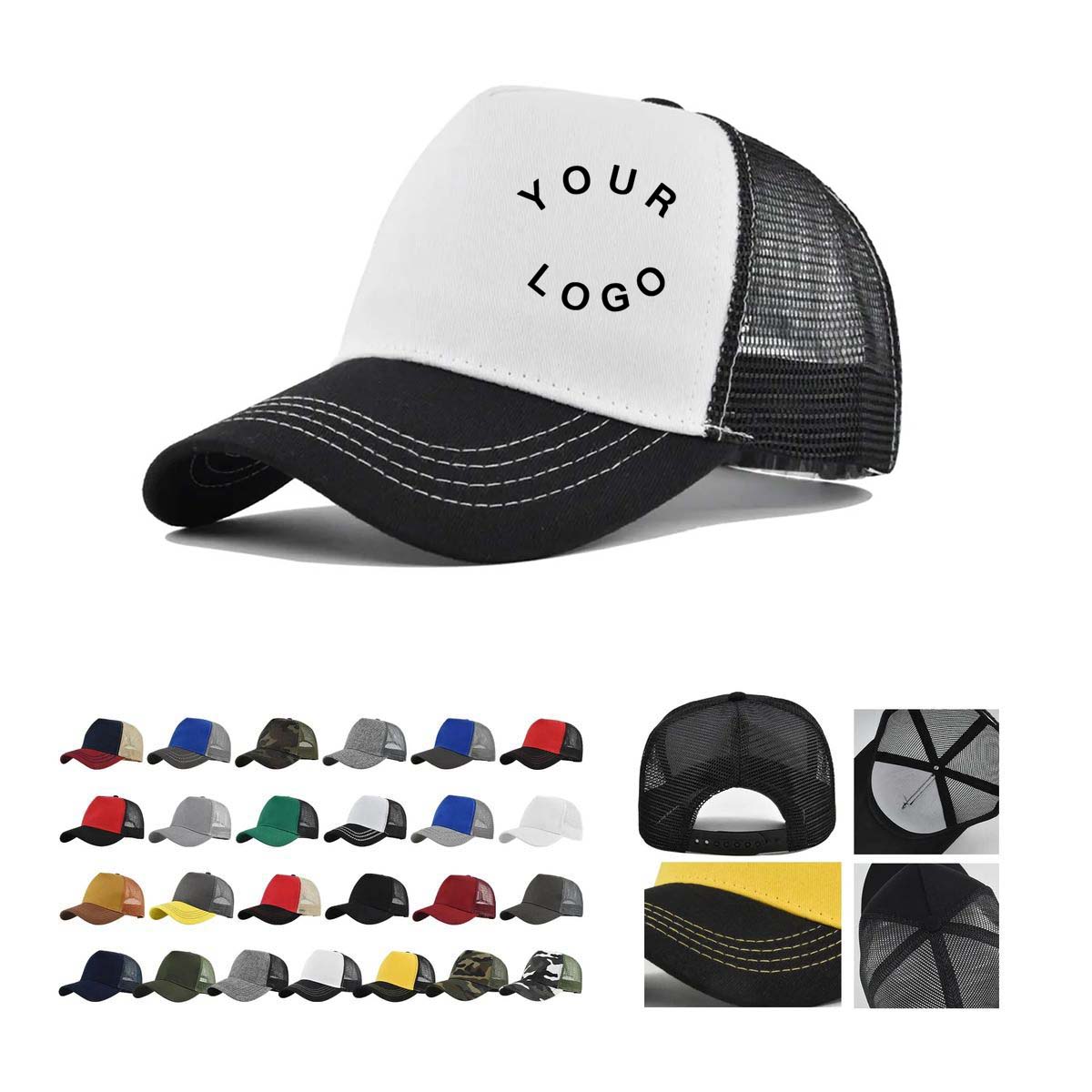 Structured 5 Panel Mesh Trucker Cap with Curved Brim 1
