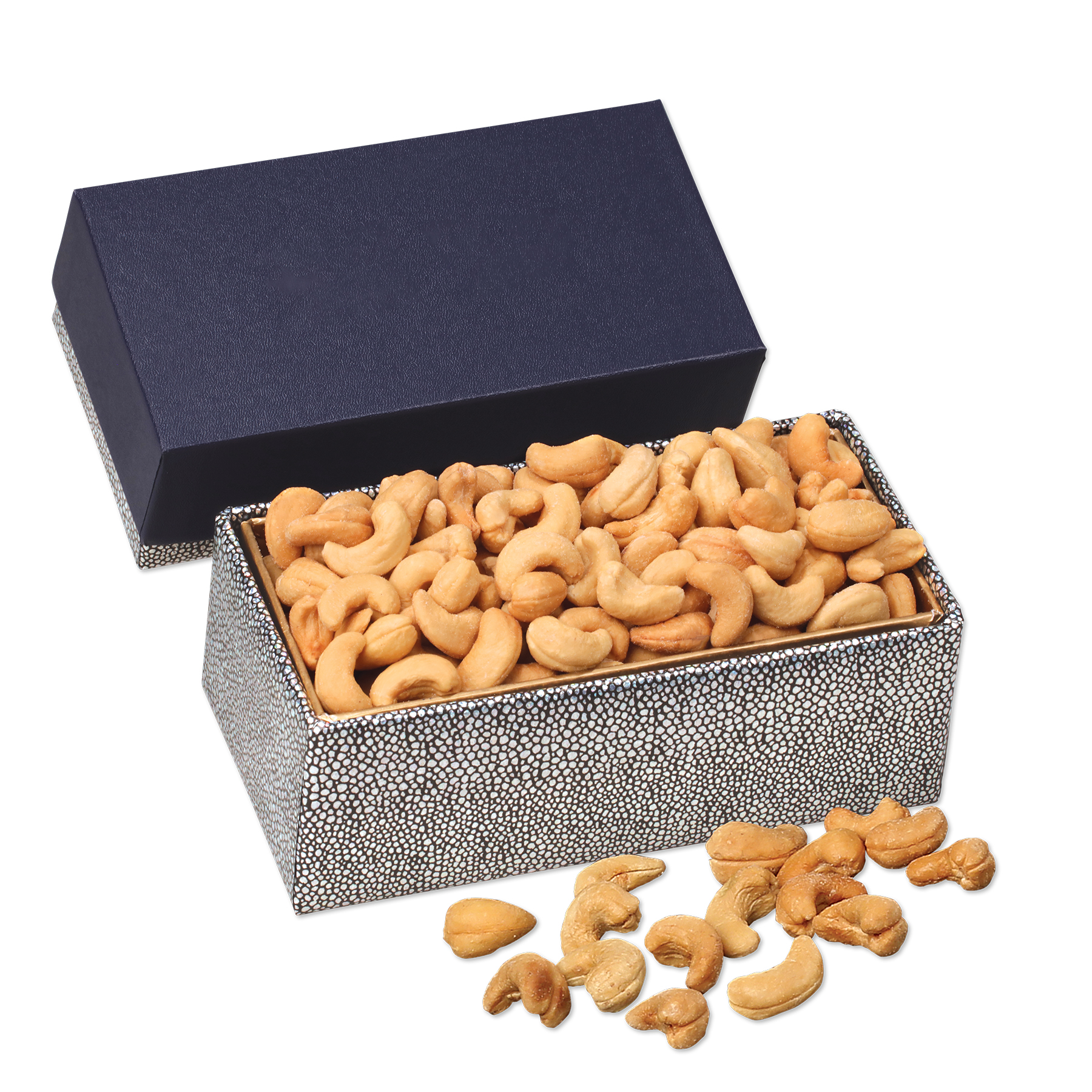 Fancy Cashews in Navy & Silver Gift Box 3