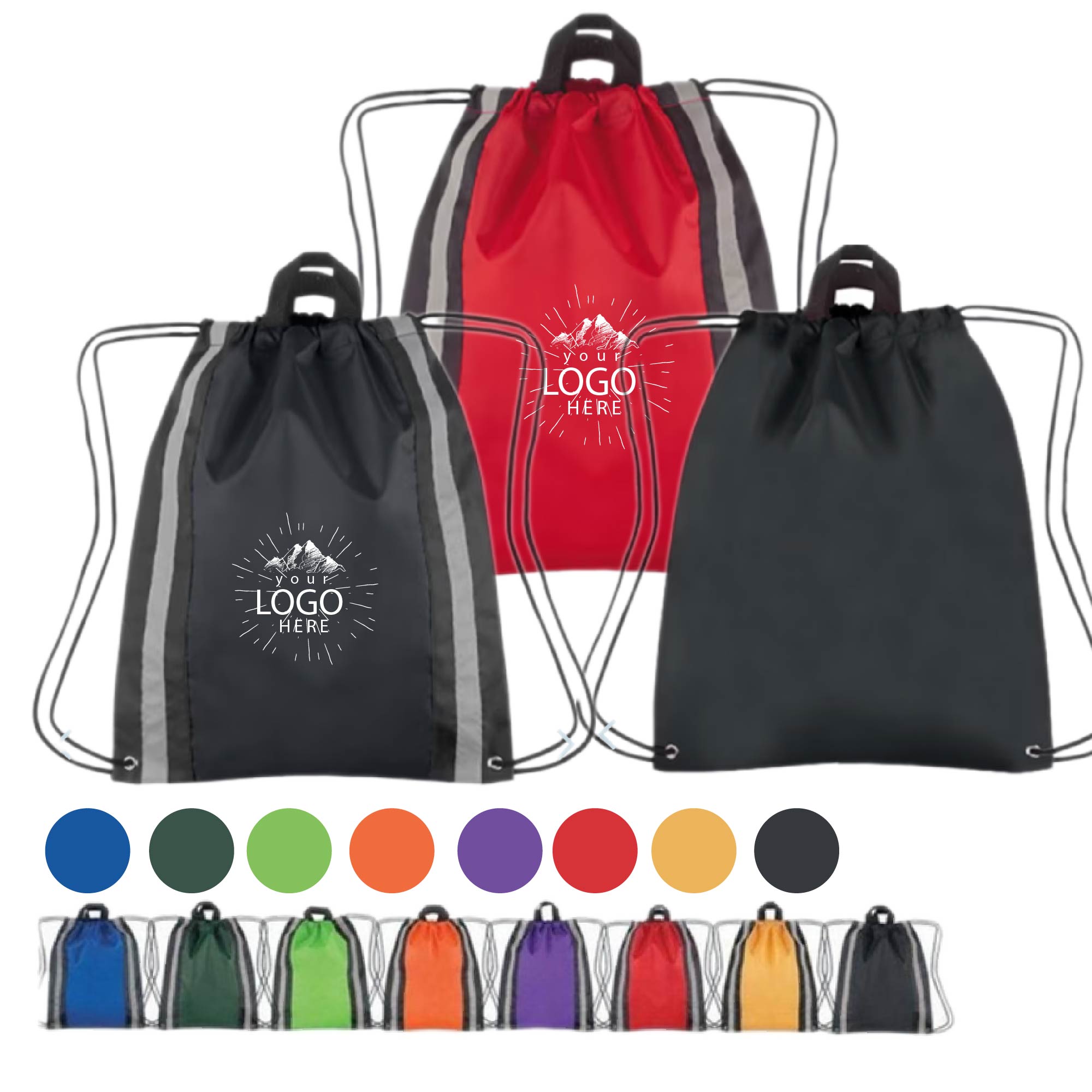Vertical Reflective Drawstring Backpack Tote 2