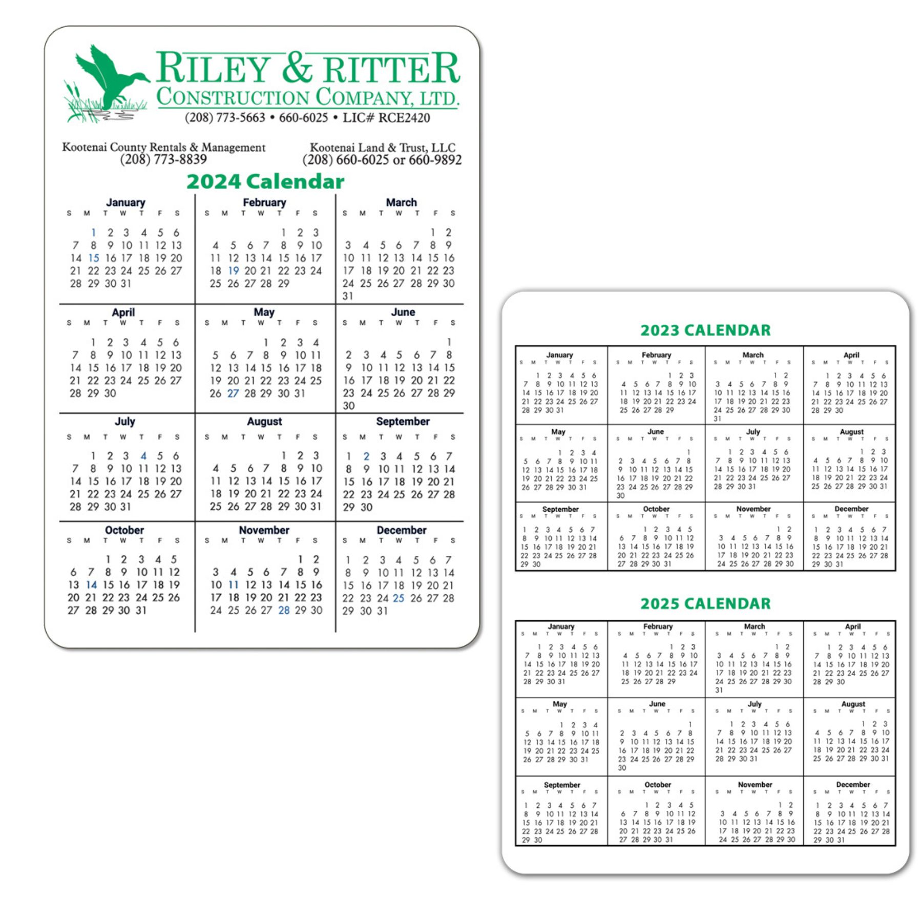 Calendar Card (Pocket Card), Jumbo 1