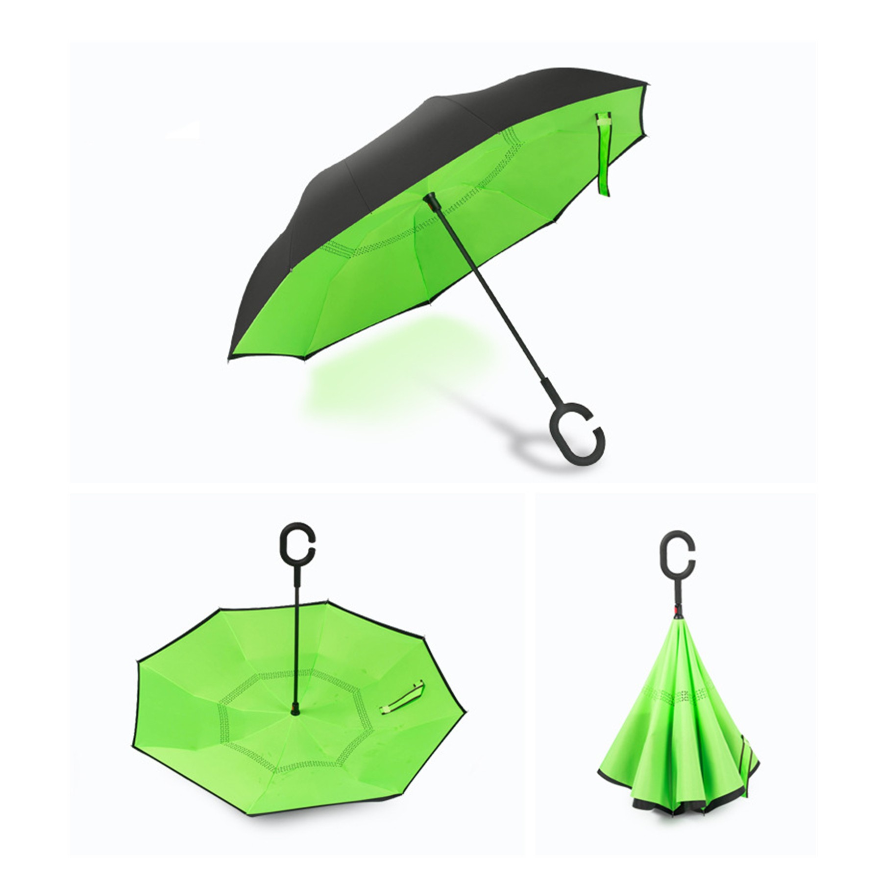 Inverted Reverse Umbrella With C-Shaped Handle 4