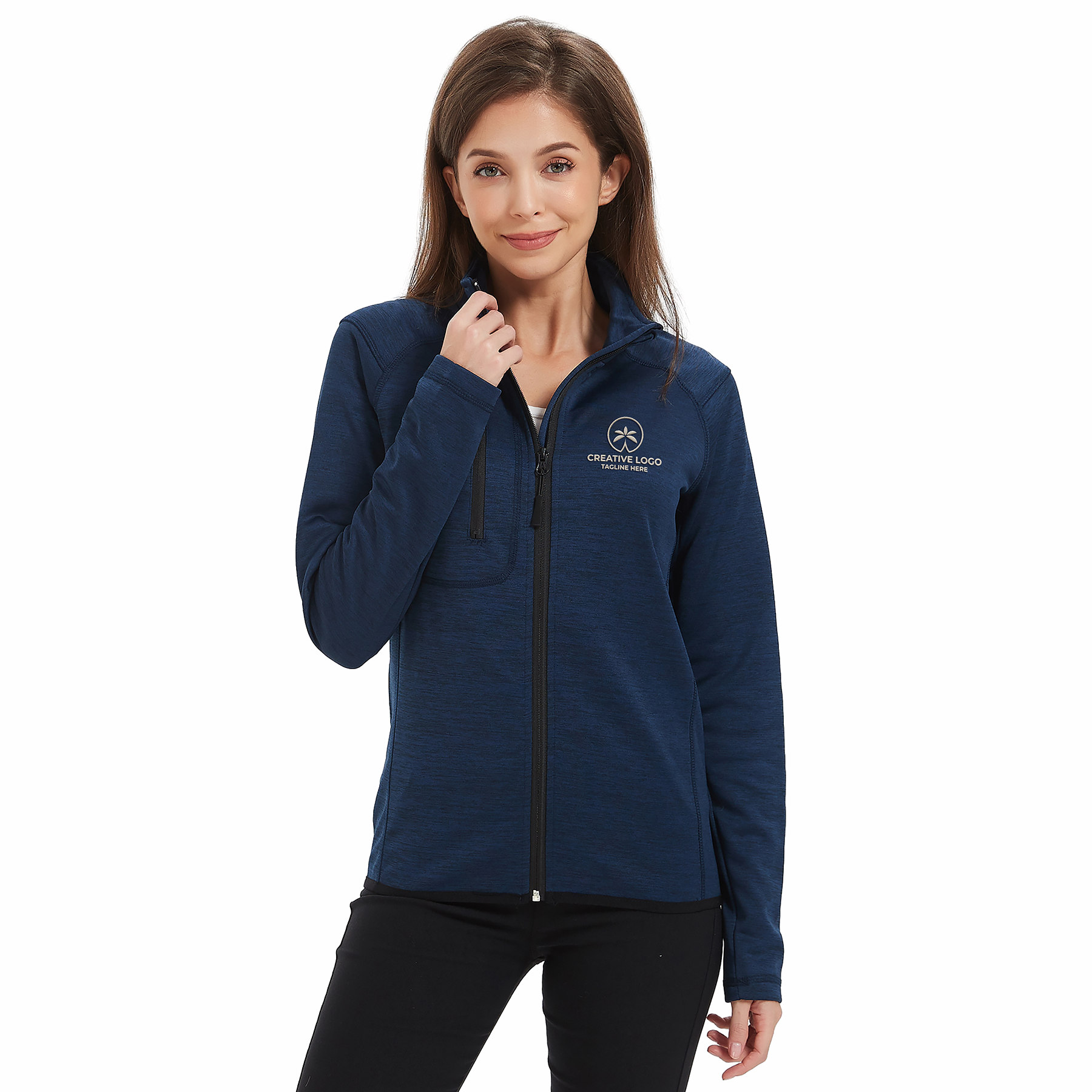 Women's Full Zip Sweater Fleece Jacket with Chest Pocket 5