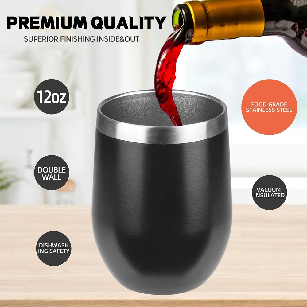Stainless Steel Wine Tumbler with Lid Insulated Travel Mug 4