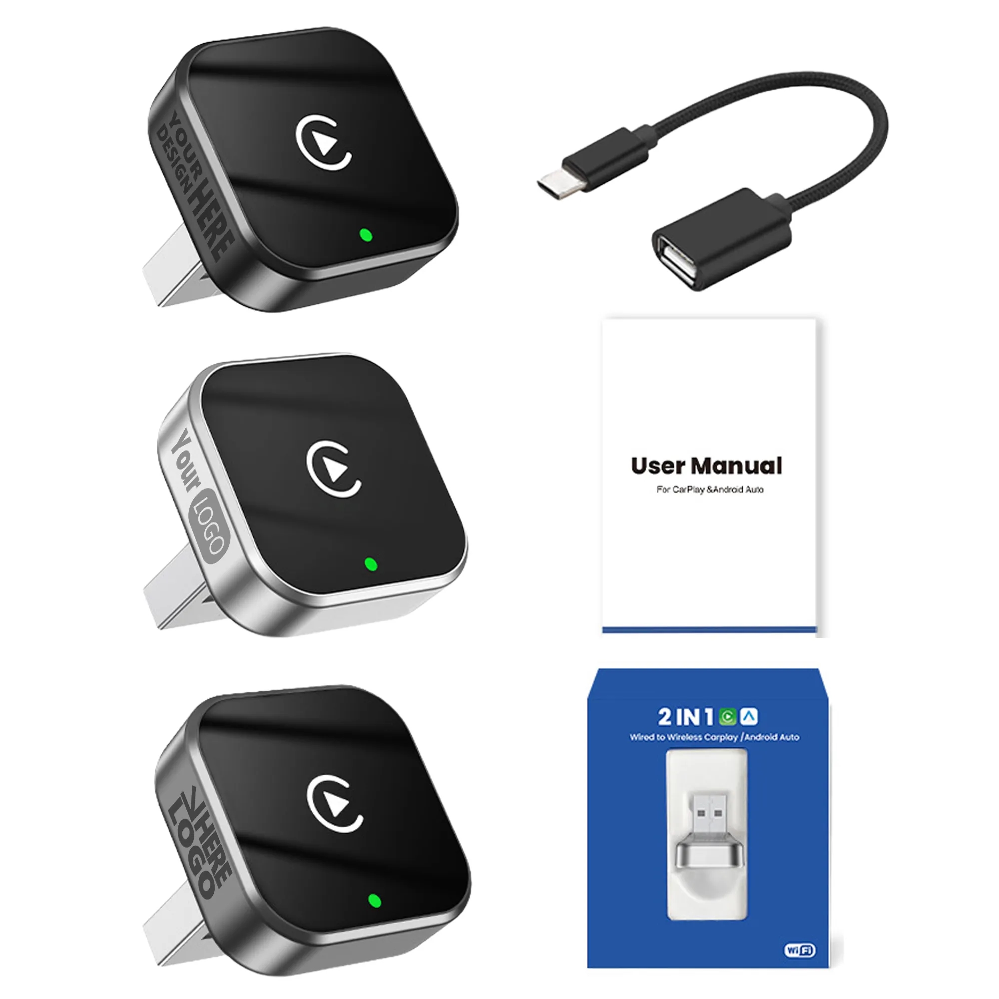 2 In 1 Wireless CarPlay And Android Auto Adapter
