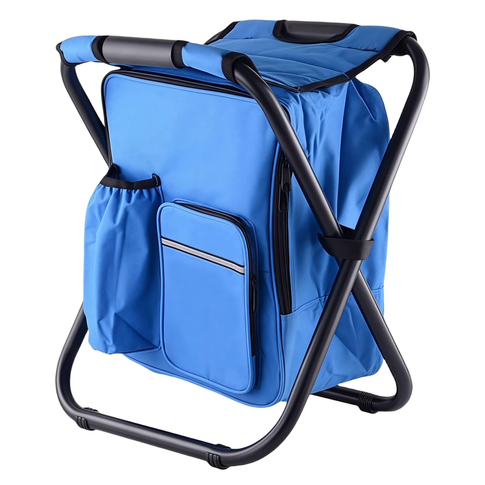 Portable Outdoor Camping Folding Stool with Insulated Cooler Bag, Backpack Design 7