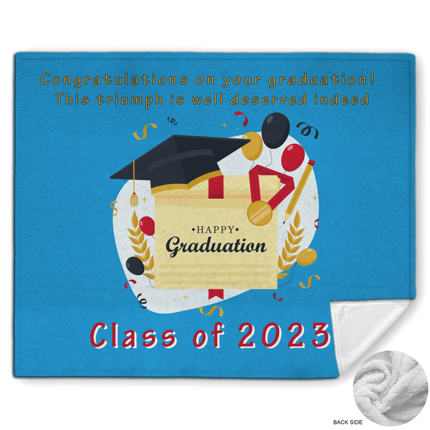 Graduation Blanket in Plush and cozy Mink Flannel Fleece, 50x60, Couch size, Sublimated 1
