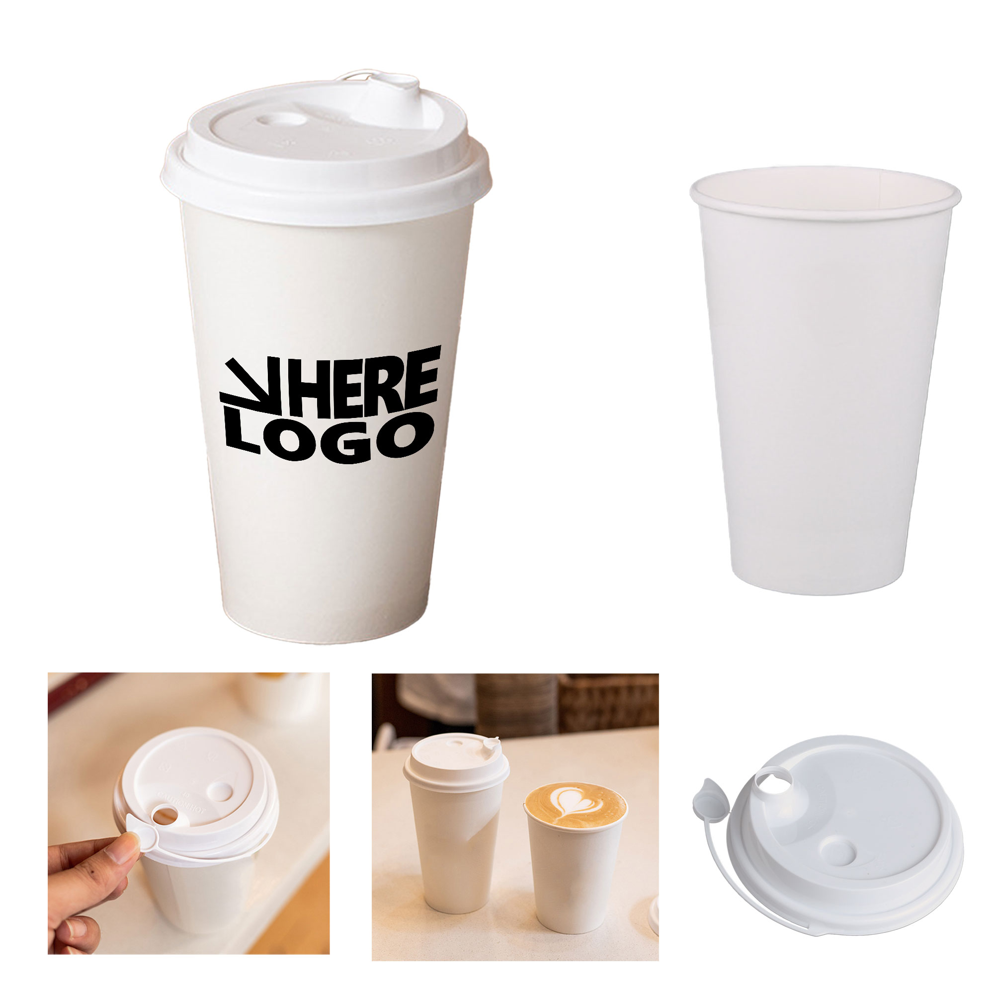 16 oz Insulated Paper Cup With Lids MOQ 100 2