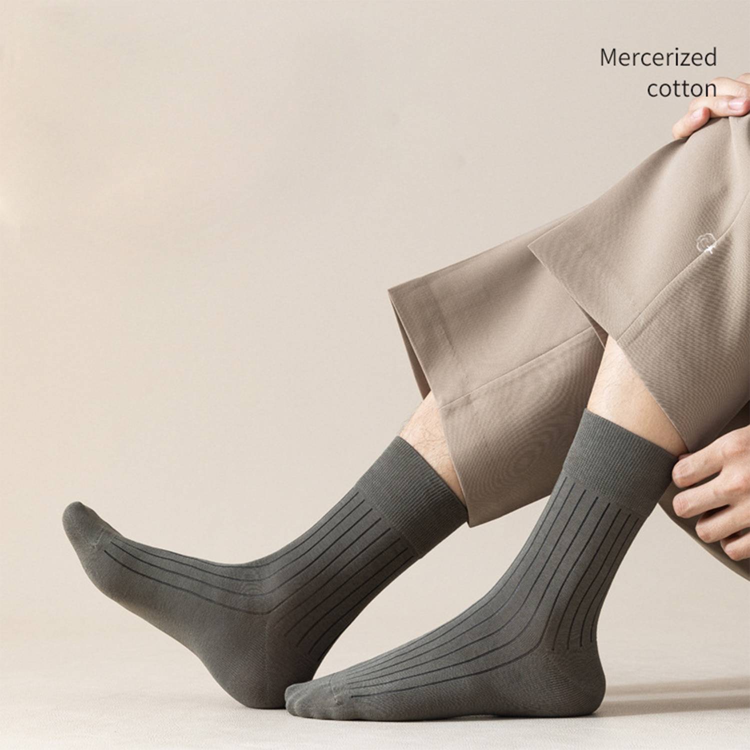 Men Sweat-Absorbing Solid Color Boneless Cotton Socks 2