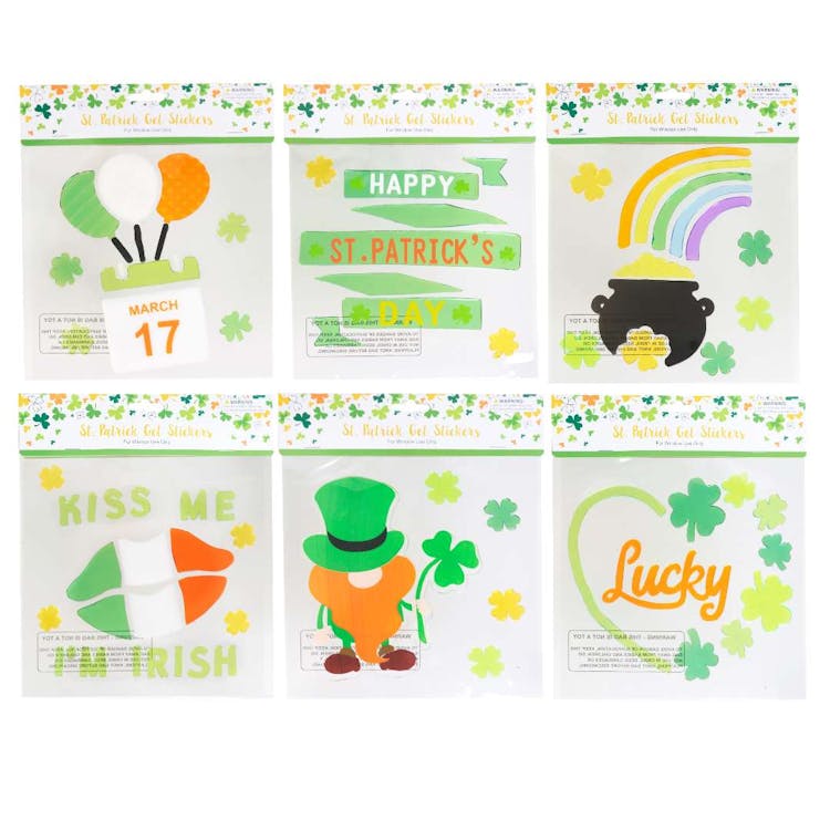 St. Patrick's Day Gel Cling Stickers Six Assorted 1
