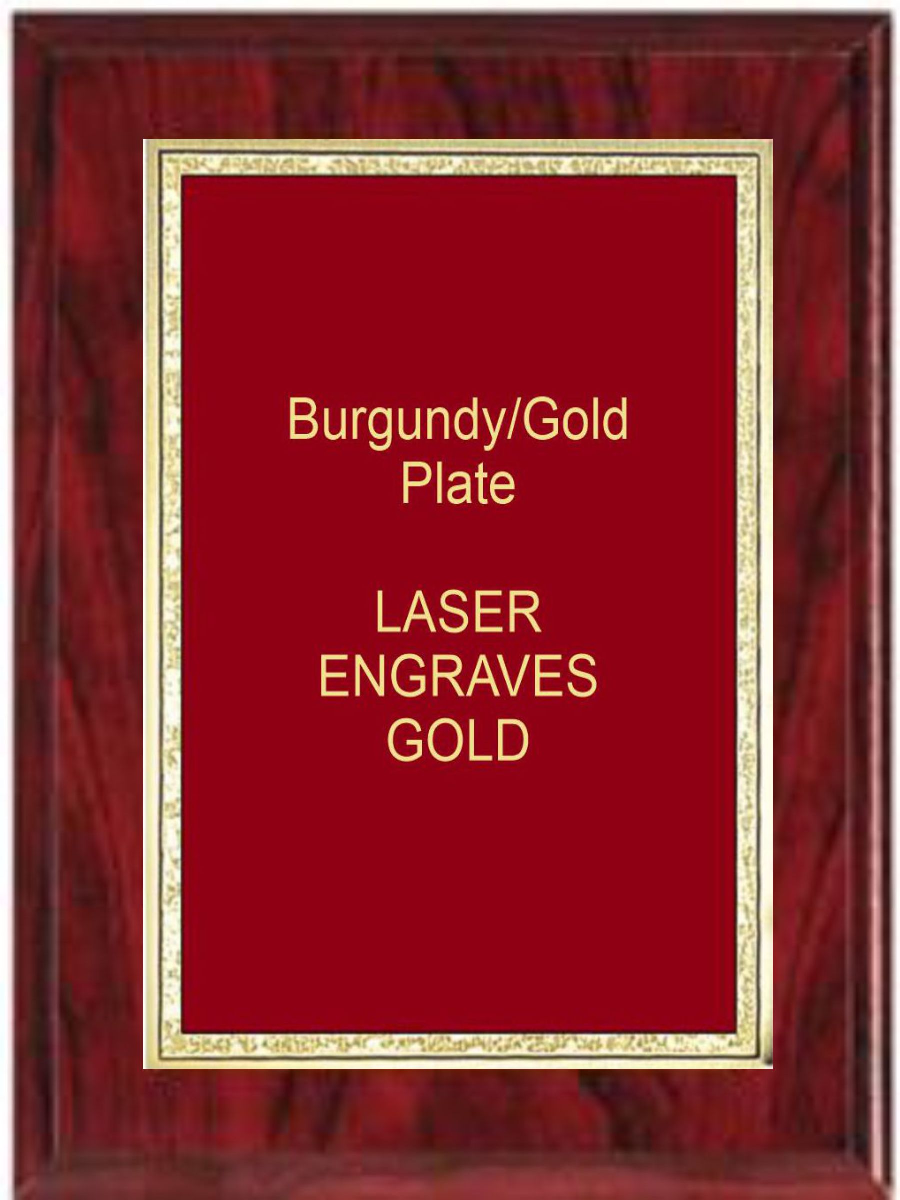 5" x 7" Red Woodgrain Plaque with a Red Florentine Plate 2