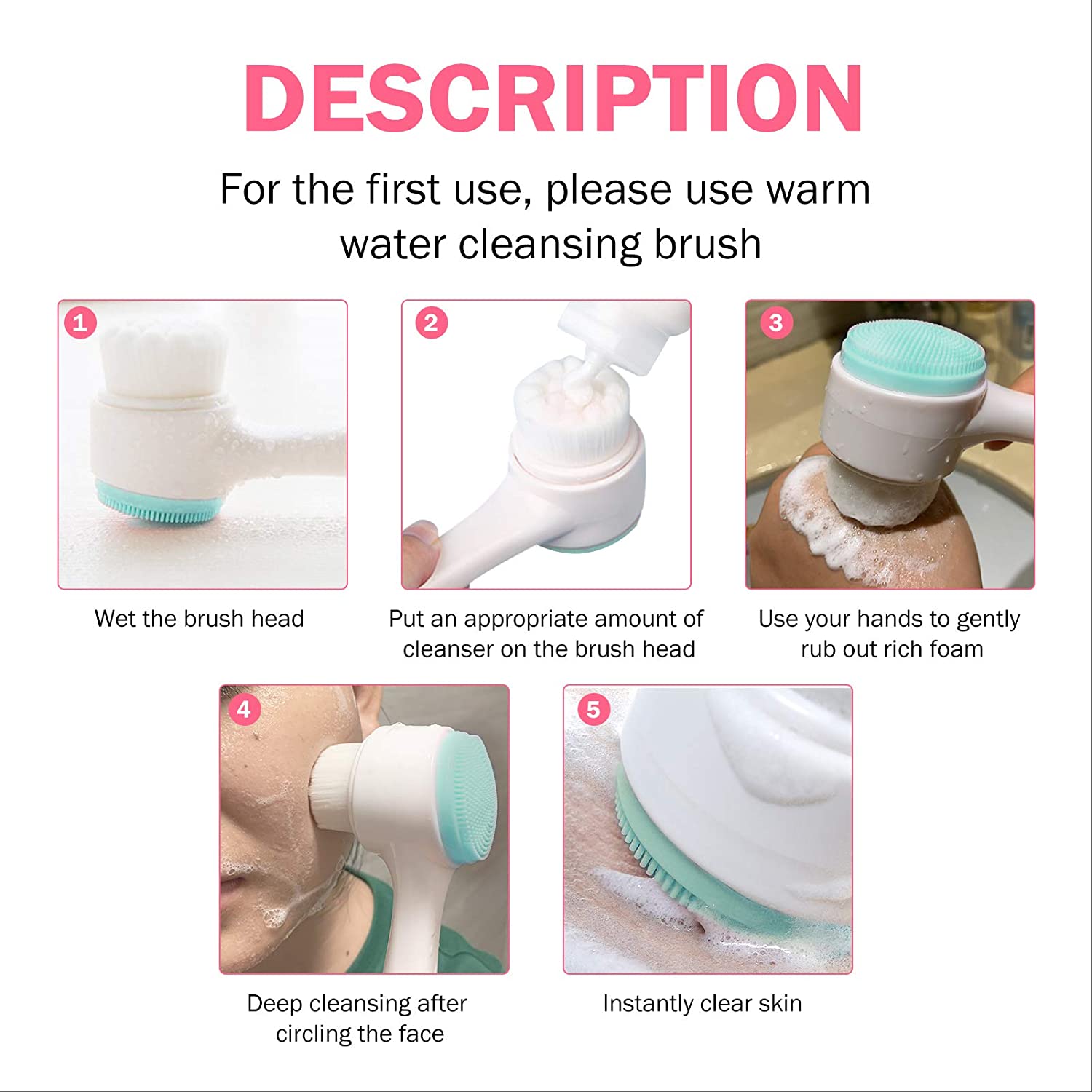 Pore Cleansing Manual Dual Face Wash Brush 8