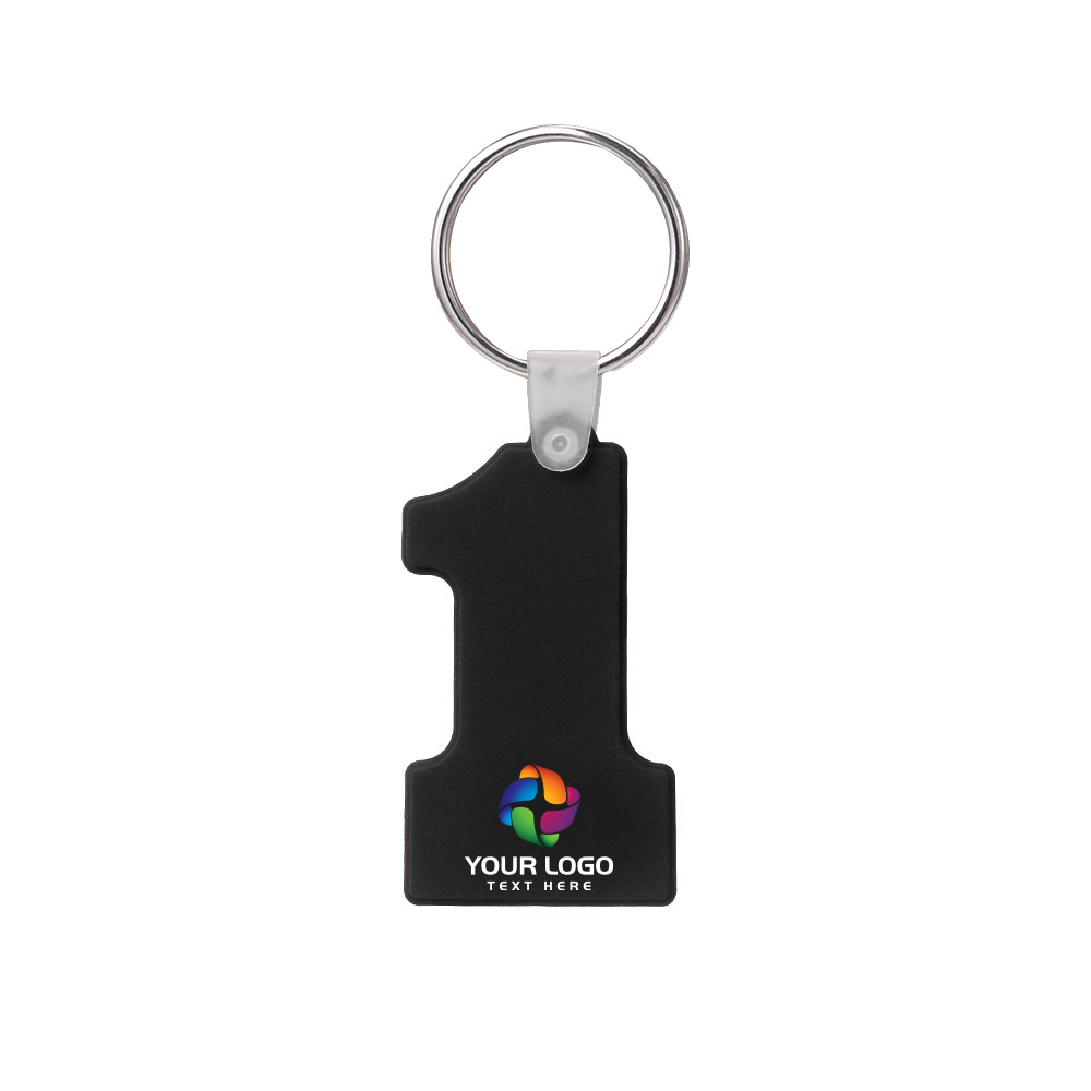 Number One-Shaped Silicone Keychain 1