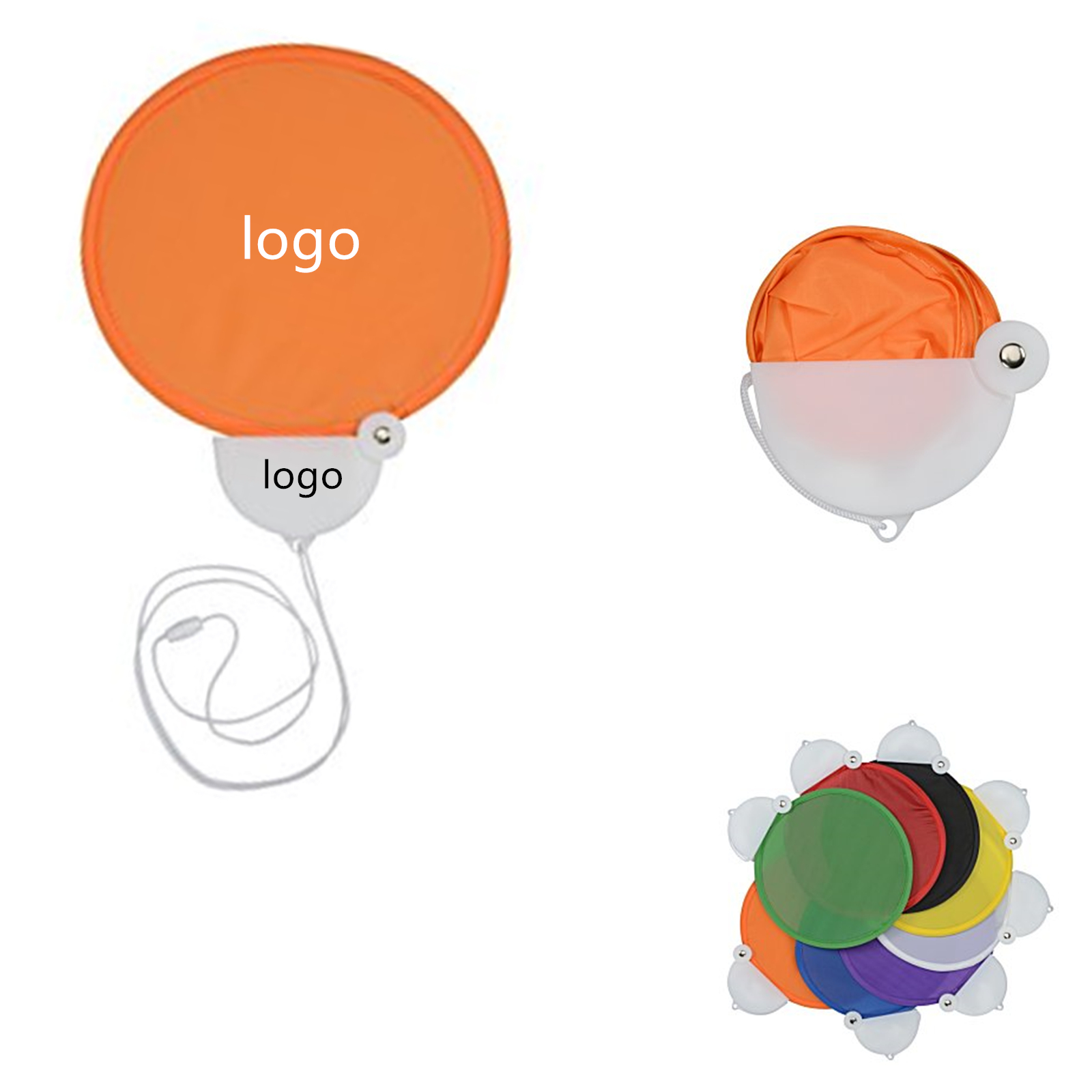 Twist Foldable Round Fans with Lanyard 1
