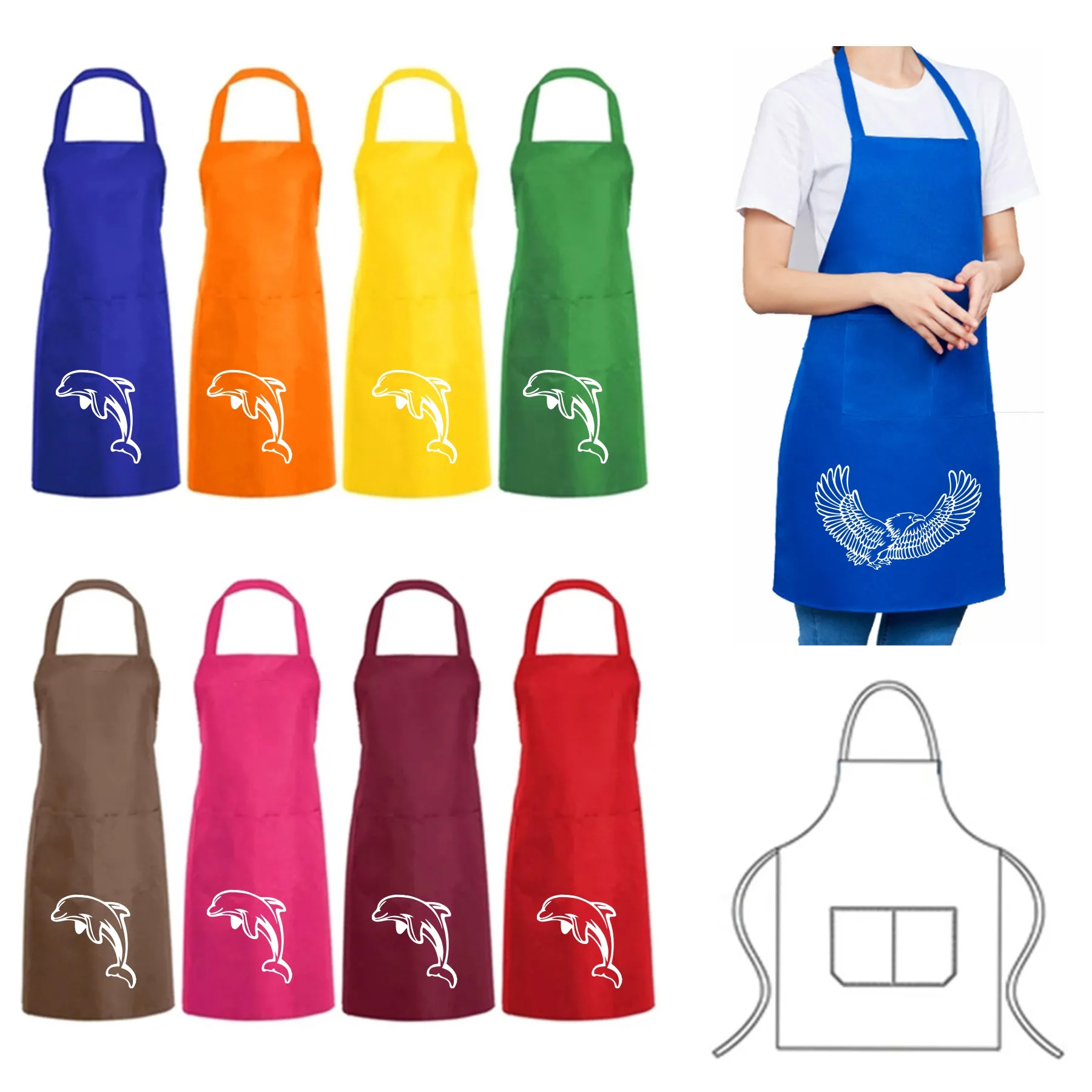 Plain Kitchen Cooking Bib Apron 2