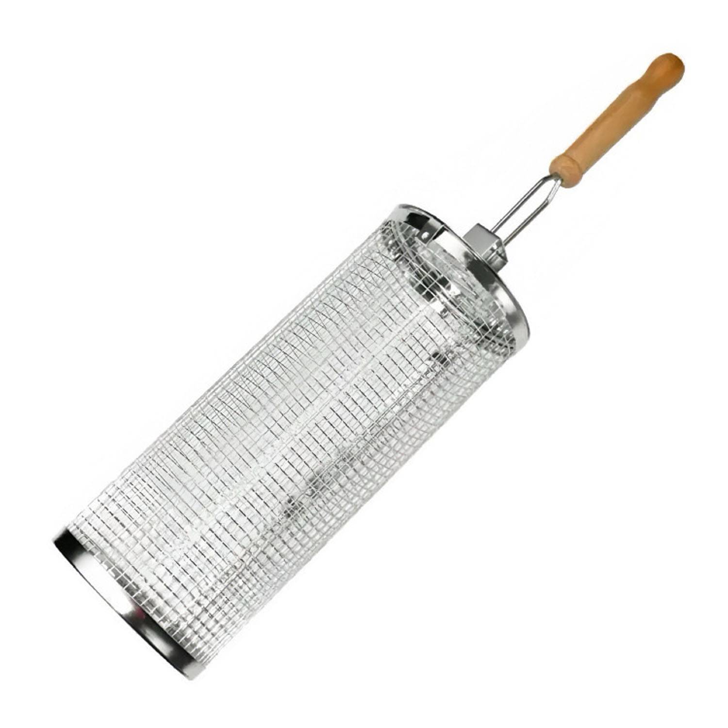 Outdoor Stainless Steel Barbeque Cage w/ Wooden Handle 6